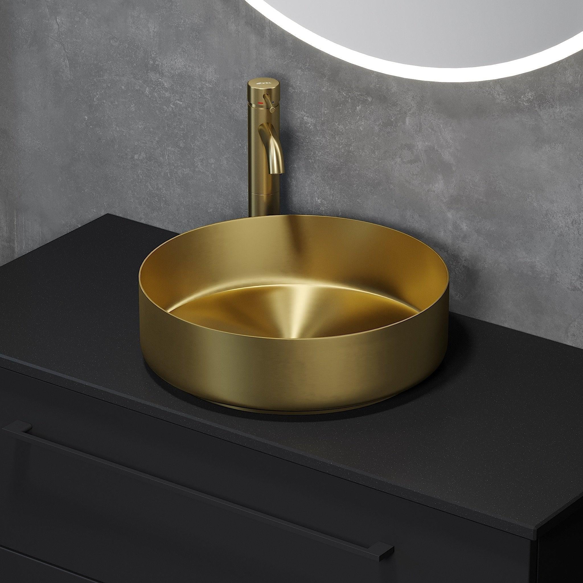 Fristående runt tvättställ - Ø40x12 cm - rostfritt stål - borstad mässing - Ljørdal - Tvättställ - Ljørdal, Wash Basin, Brass Mat - 40 cm - MASTERSTORE - 8595677129168 - Wash Basin - 06 - 040 - 16 - 70 - 00 - 8595677129168 - 