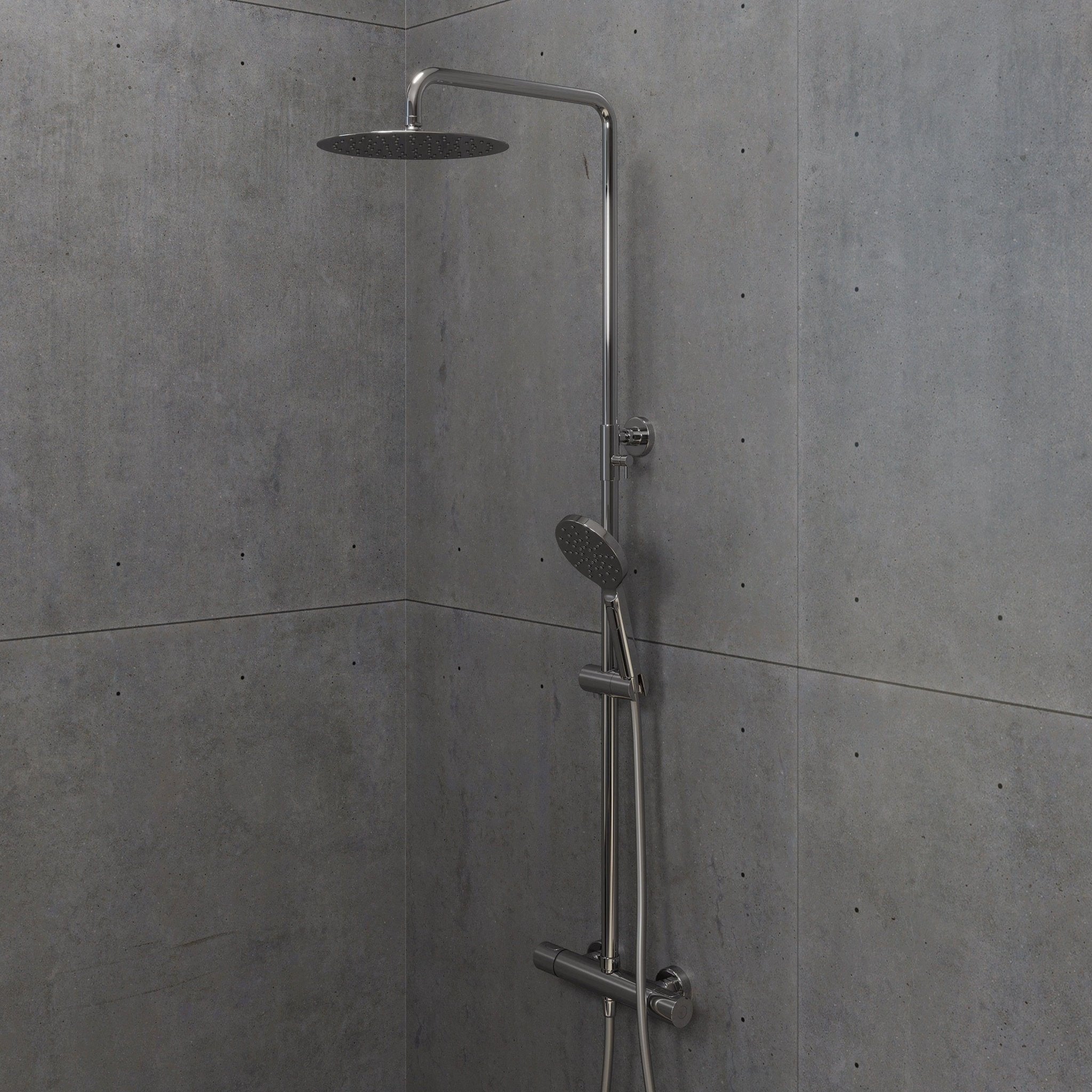 Takduschset med termostatblandare 160mm C/C - Ø250 mm takdusch, handdusch - Krom - Dragør - Takduschset - Dragør, Shower Tube Set, Chrome - 16 cm - MASTERSTORE - 8595677129212 - Shower Tube Set - 31 - 120 - 07 - 60 - 00 - 8595677129212 - 