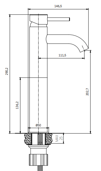 Dragør Hög Tvättställblandare + Rødby Bottenventil