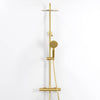 Shower system with thermostatic mixer 150mm C/C - Ø250 mm overhead shower, hand shower - shiny brass - Dragør - MASTERSTORE - 8595677130577 - Showersystem - 31-120-08-64-00 - 8595677130577