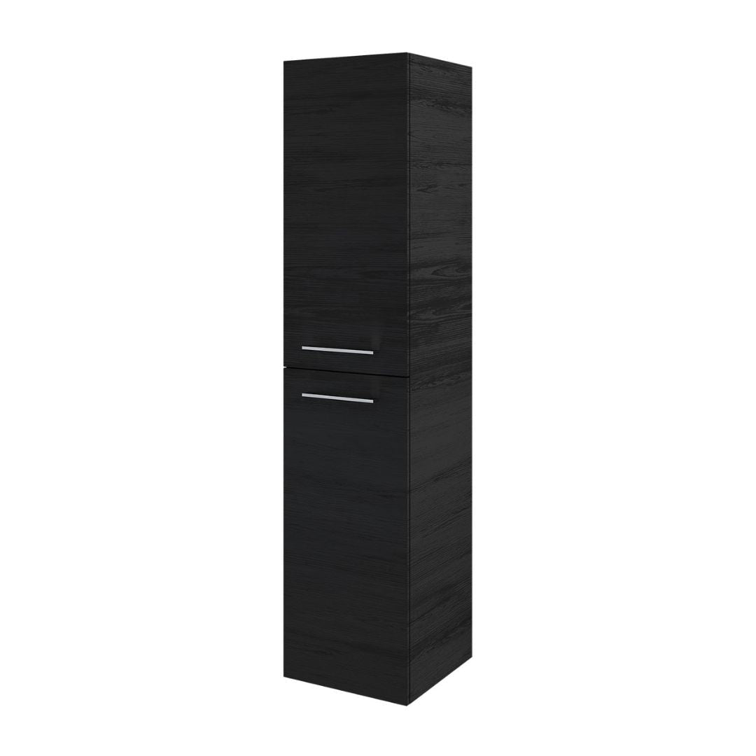 Högskåp - 40x40x174 cm - 2 dörrar med kromade handtag - svart trä - Moland - Högskåp - Tall cabinet - 40x40x174 cm - 2 doors with chrome handles - black wood - Moland - MASTERSTORE - 8595677134834 - Tall Cabinets - 04 - 040 - 53 - 22 - 00 - 8595677134834 - 