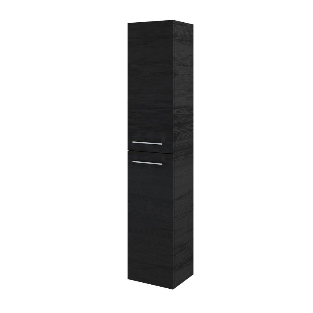 Högskåp - 40x40x174 cm - 2 dörrar med kromade handtag - svart trä - Moland - Högskåp - Tall cabinet - 40x40x174 cm - 2 doors with chrome handles - black wood - Moland - MASTERSTORE - 8595677134834 - Tall Cabinets - 04 - 040 - 53 - 22 - 00 - 8595677134834 - 