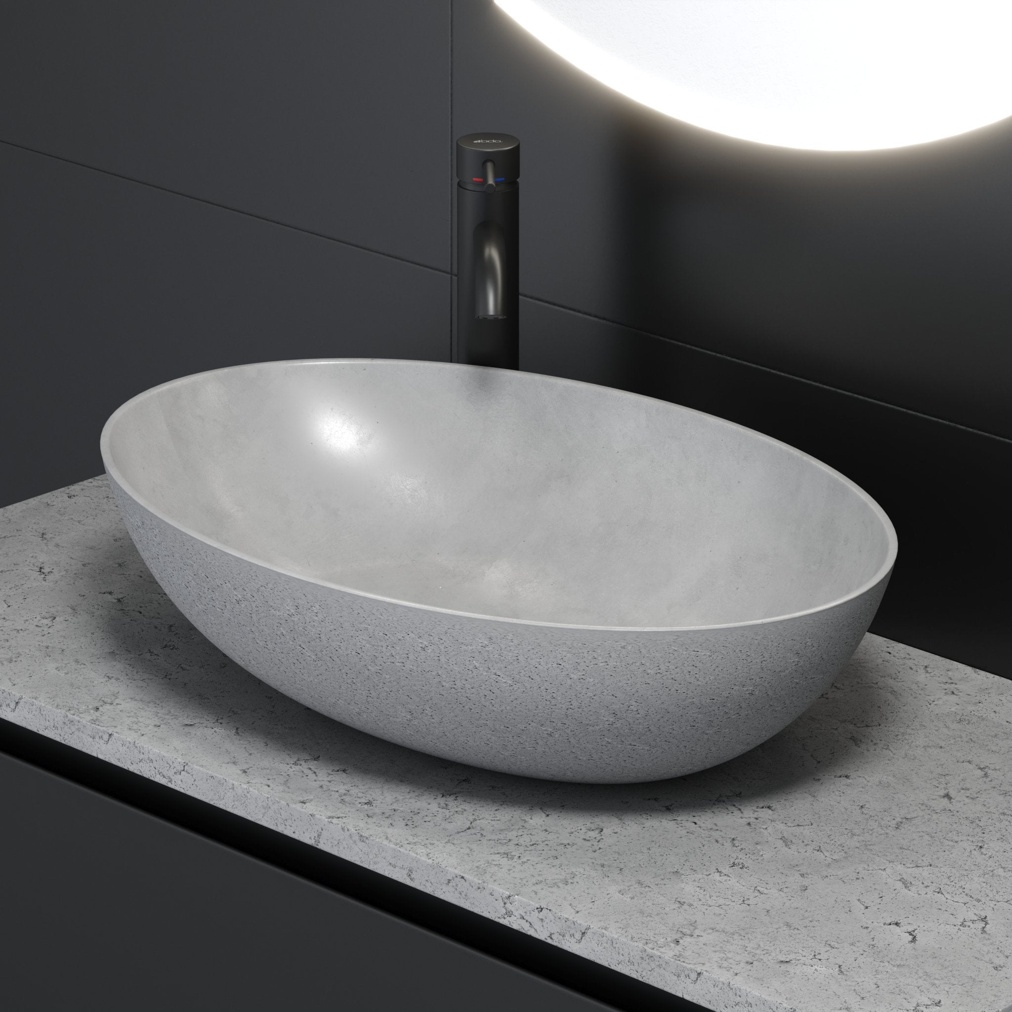Fristående ovalt tvättställ - 60x40,5x14 cm - betong - ytbehandlad - Olsborg - Tvättställ - Olsborg, Wash Basin, Grey Concrete - 60 cm - MASTERSTORE - 8595677136173 - Wash Basin - 06 - 060 - 19 - 23 - 00 - 8595677136173 - 