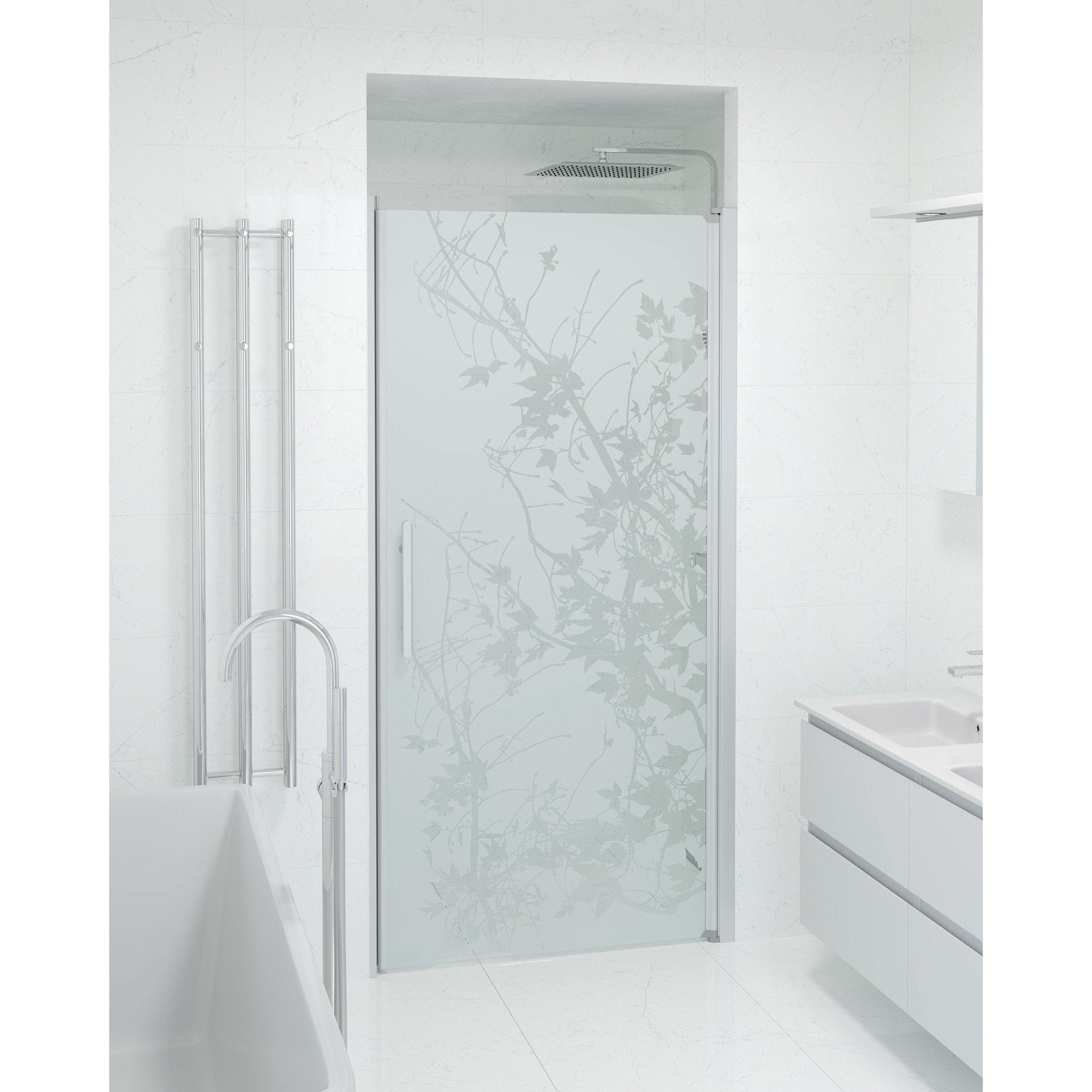 Nischdusch 80x198 cm - 6 mm frostad dekor nanoglas - borstad aluminiumprofil - Vänern - Duschdörrar - Niche - Decor, Shower Enclosure Set - Code, Decor/Satin - 80 cm - MASTERSTORE - 8595677139143 - Shower Enclosure Set - Code - 38 - 080 - 02 - 54 - 00 - 8595677139143 - 