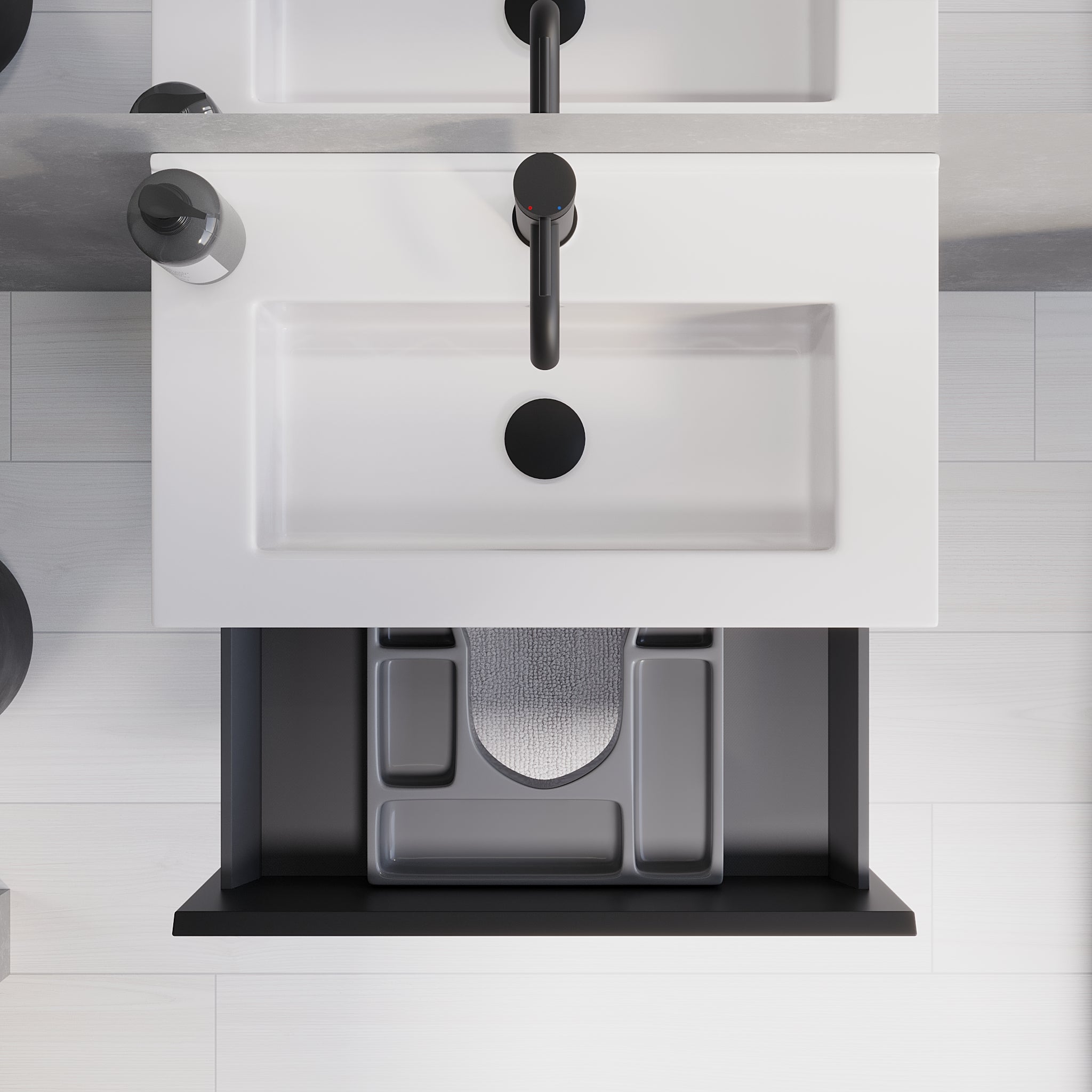 Sandshamn Slimline badrumsmöbel, Svart Matt