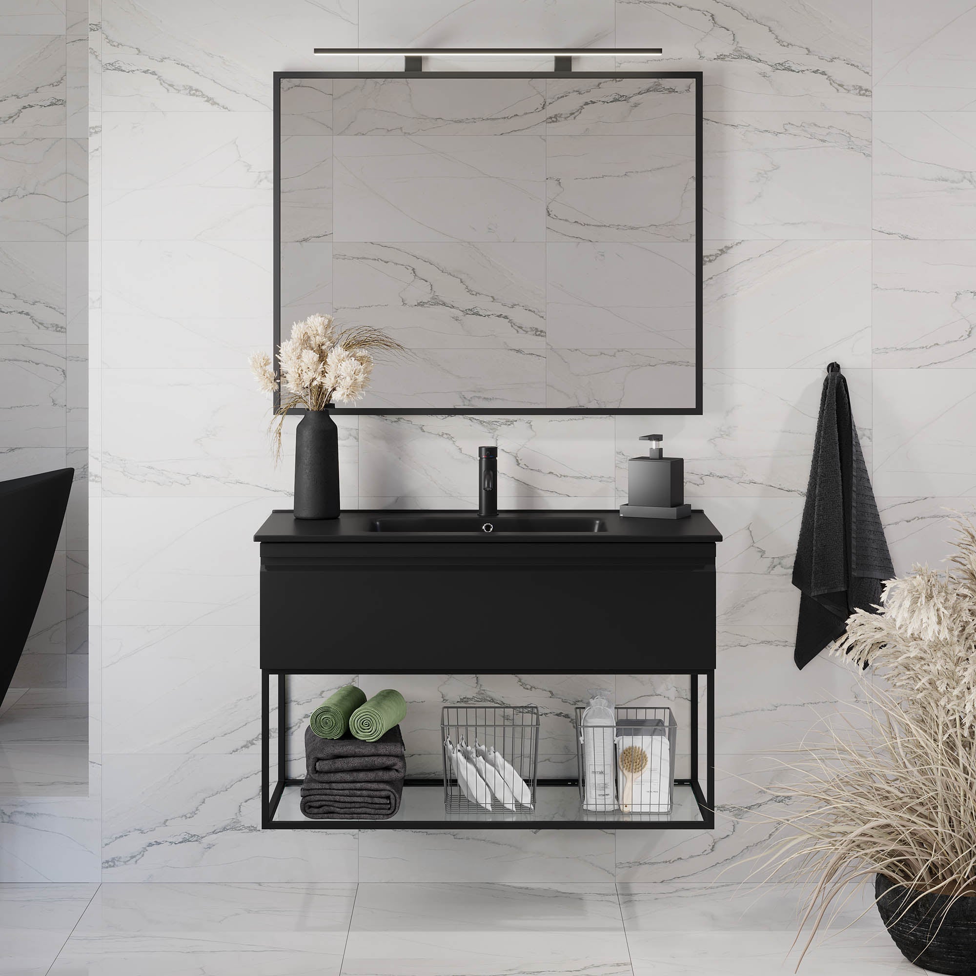 Kuberg Kompakt Badrummöbel, Svart Matt