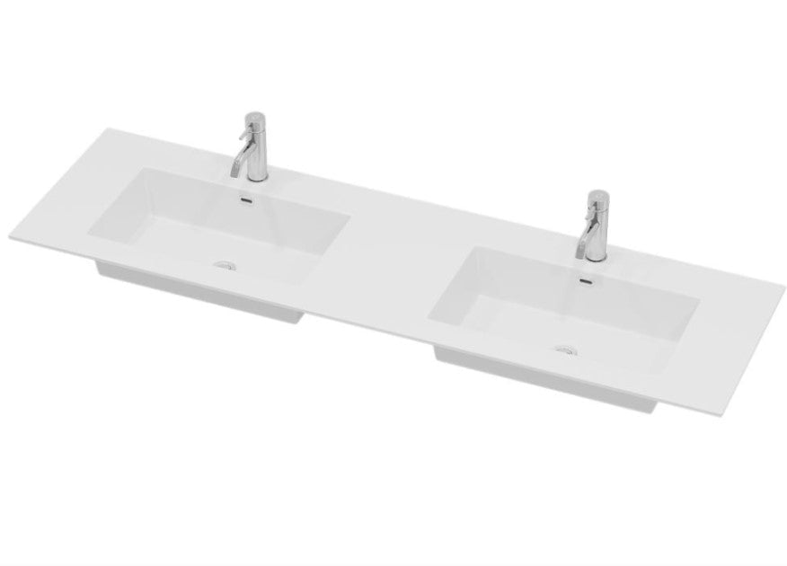 Tvättställ till badrumsmöbel - 158,6x46x1,5 cm - dubbel - solid surface - matt vit - Haraldslund - Tvättställ - Haraldslund, Wash Basin, White Mat - 158,6 cm - MASTERSTORE - 8595677154559 - Wash Basin - 06 - 160 - 85 - 01 - 00 - 8595677154559 - 
