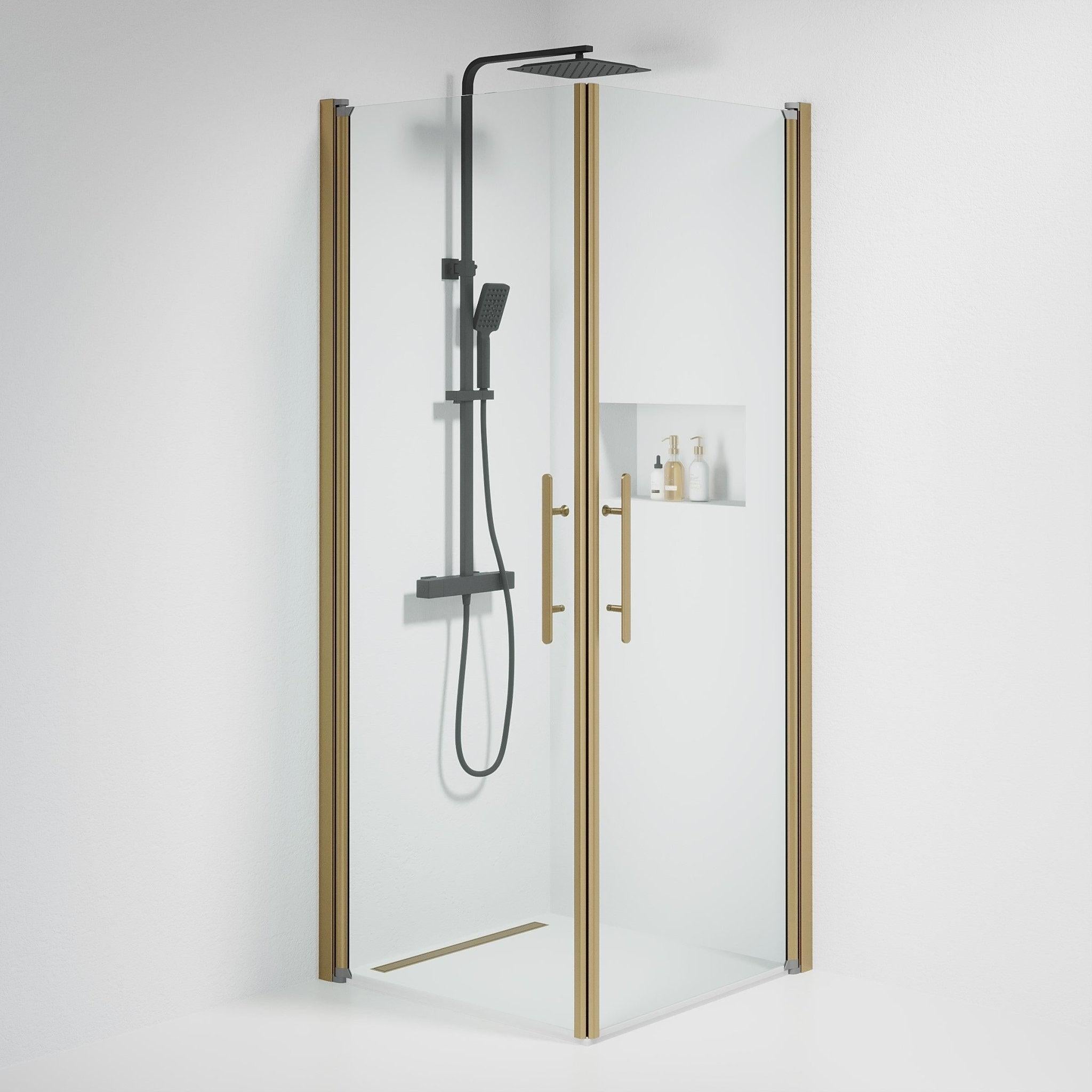 Duschhörna fyrkantig 90x100x198 cm - 6 mm klart nanoglas - bronsprofil - Vänern - Duschhörn - Square - Clear, Shower Enclosure Set - Code, Clear/Bronze - 90 cm - MASTERSTORE - 8595677155341 - Shower Enclosure Set - Code - 36 - 901 - 70 - 50 - 00 - 8595677155341 - 