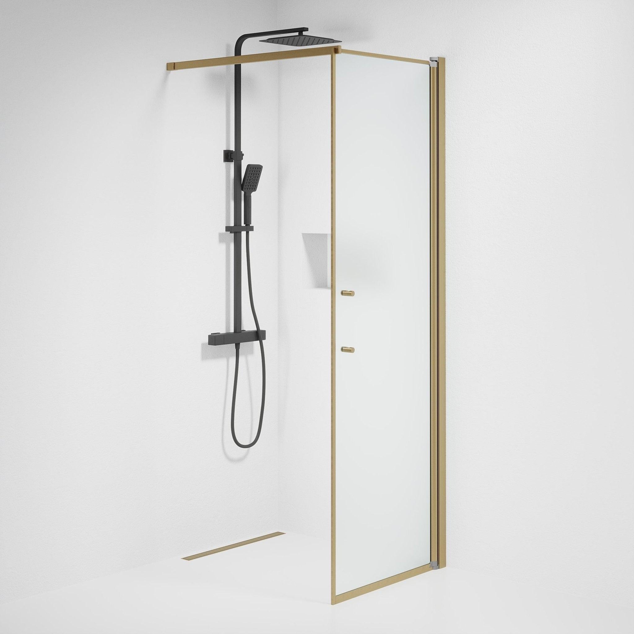 Fast duschvägg med stabiliseringsstag 70x198 cm - 6 mm frostat nanoglas - bronsprofil - Vänern - Duschväggar - Square - Frosted, Shower Enclosure Set - Code, Matt/Bronze - 70 cm - MASTERSTORE - 8595677155587 - Shower Enclosure Set - Code - 39 - 070 - 70 - 55 - 00 - 8595677155587 - 