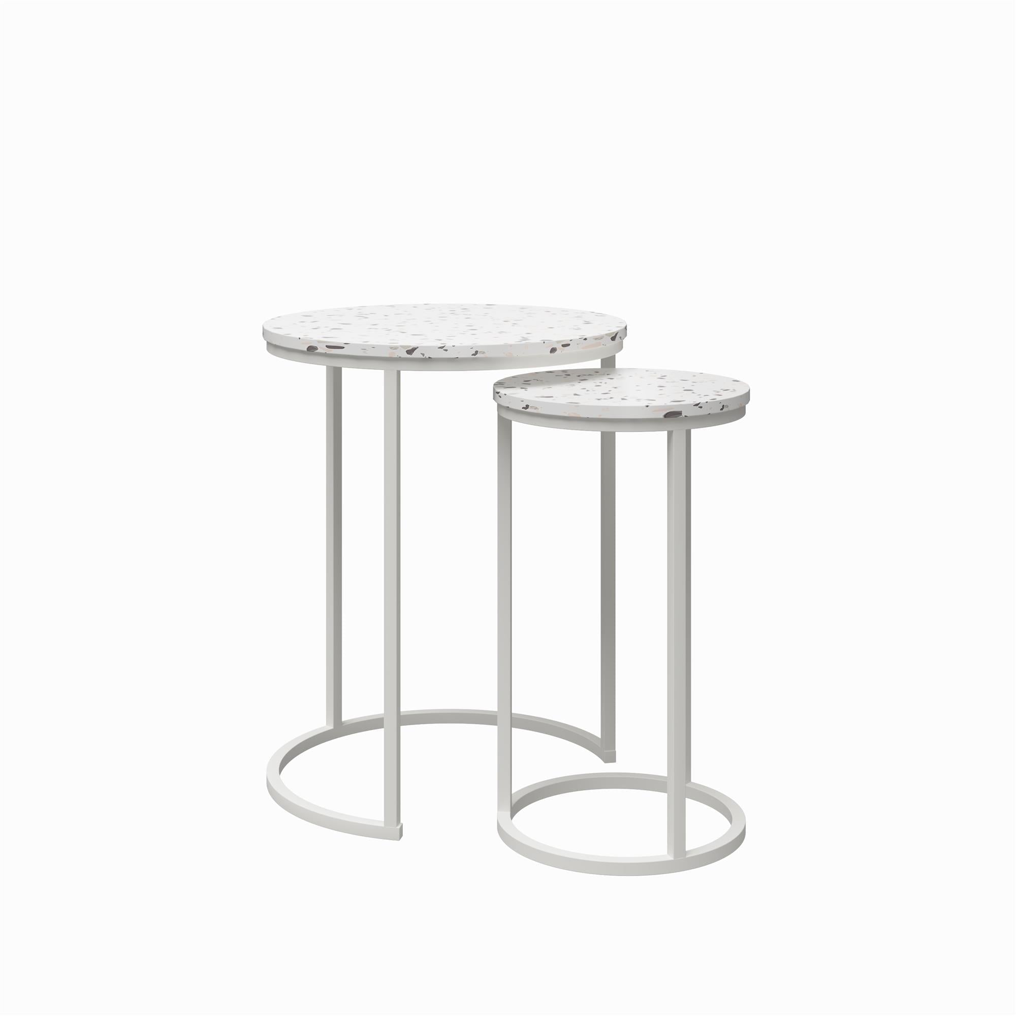 Runda sidobord - Ø46 & Ø30 - 2 stycken med metallben i guldfärg - terrass - Amelia - Sidobord - Runda sidobord - Ø46 & Ø30 - 2 stycken med metallben i guldfärg - terrass - Amelia - 