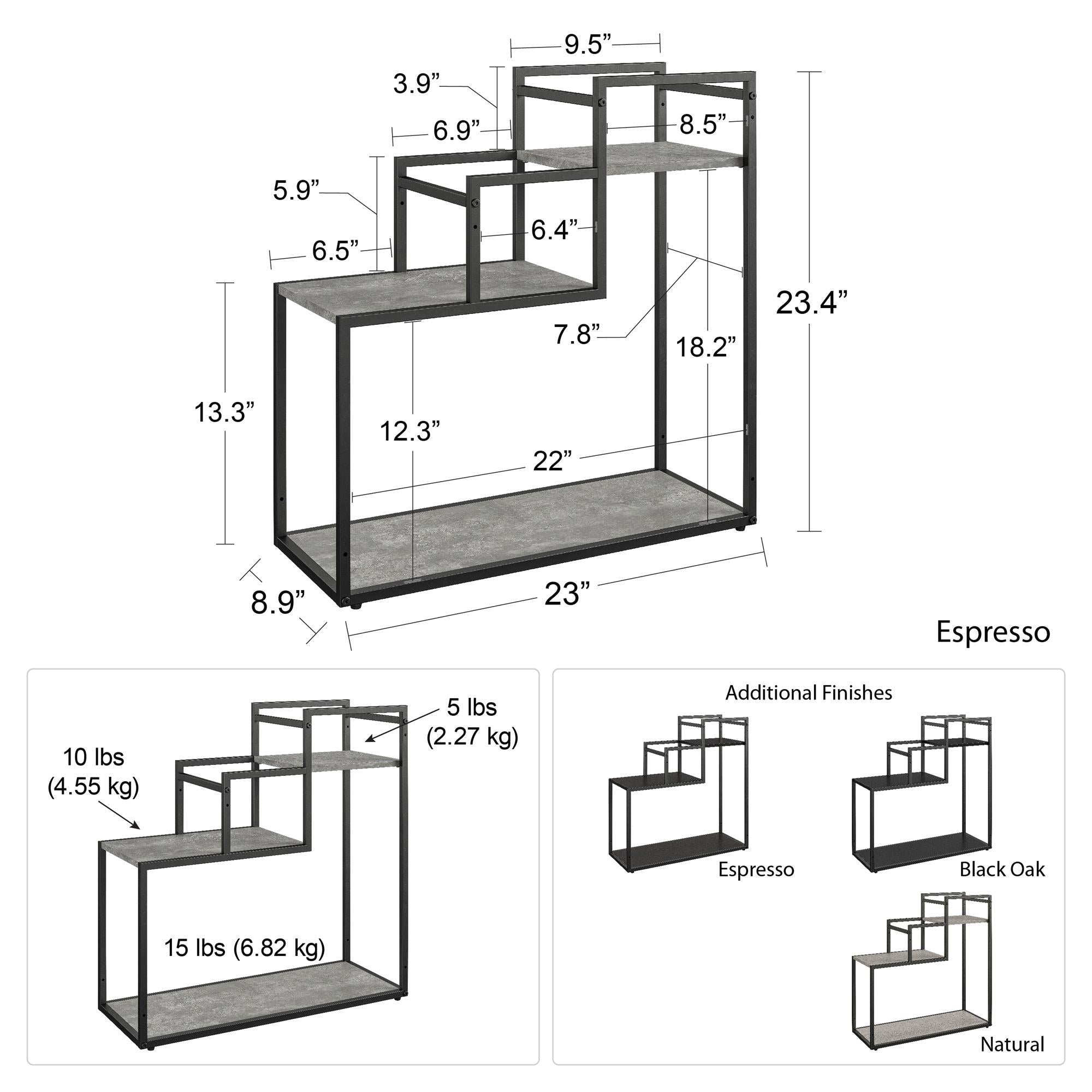 Växtställ - 58x23x59 cm - med 3 hyllplan och metallram - svart - Weston - Växtställ - Växtställ - 58x23x59 cm - med 3 hyllplan och metallram - svart - Weston - 