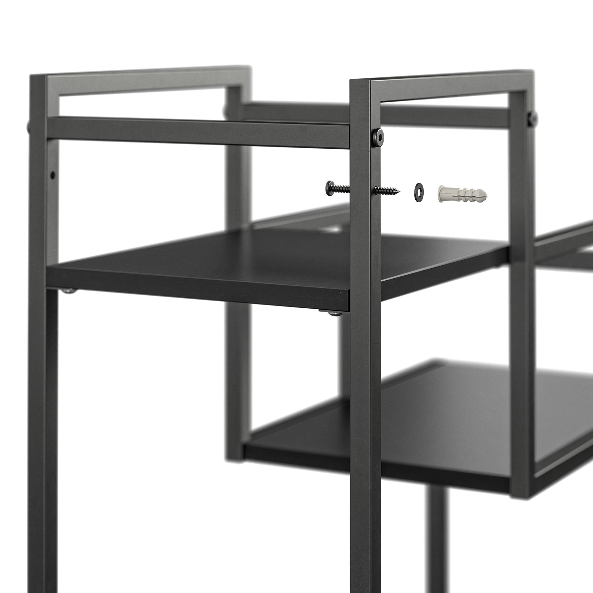 Växtställ - 58x23x59 cm - med 3 hyllplan och metallram - svart - Weston - Växtställ - Växtställ - 58x23x59 cm - med 3 hyllplan och metallram - svart - Weston - 