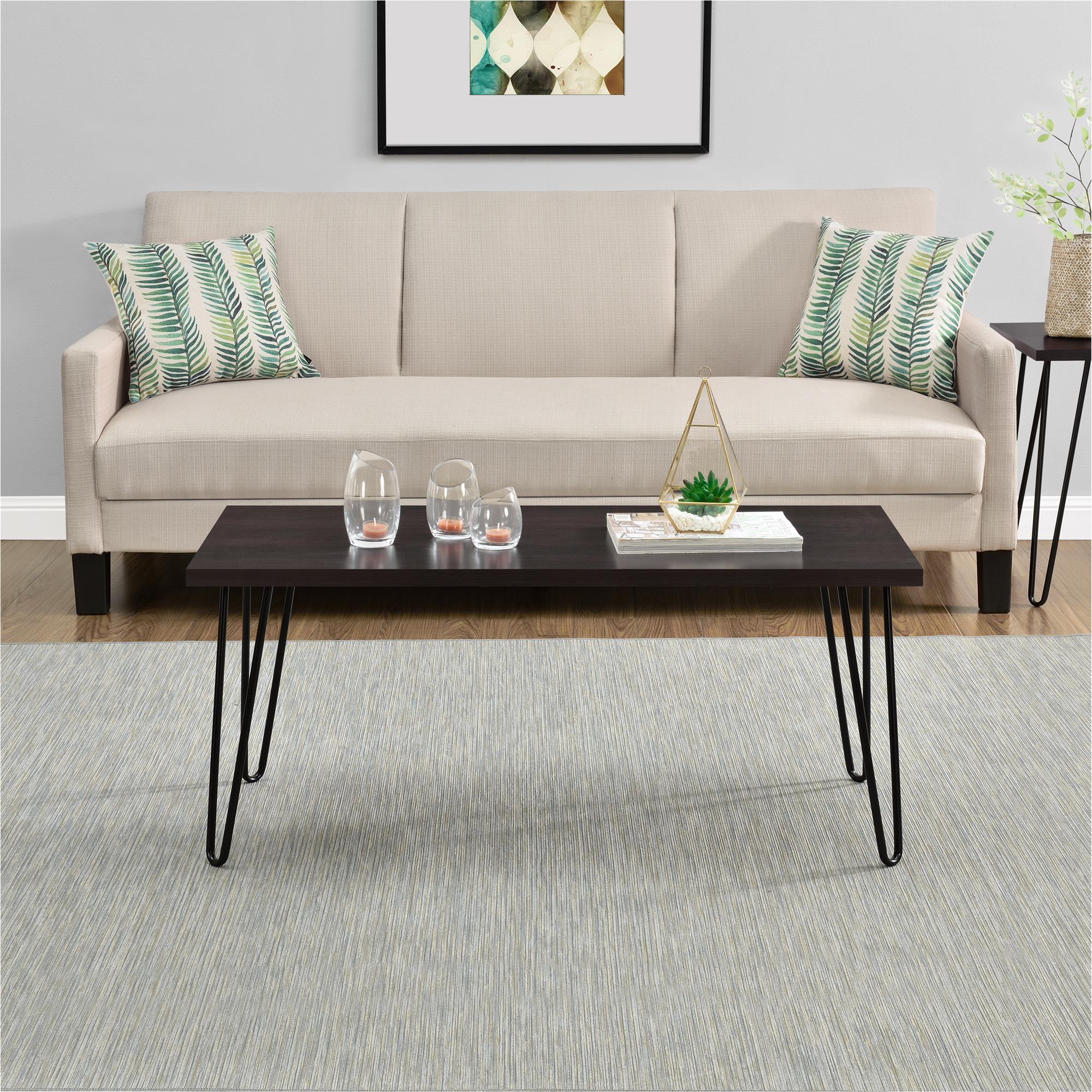Soffbord - 106x50x45 cm - modern design, med svarta metallben i hårnålsstil - espresso - Owen - Soffbord - Soffbord - 106x50x45 cm - modern design, med svarta metallben i hårnålsstil - espresso - Owen - 