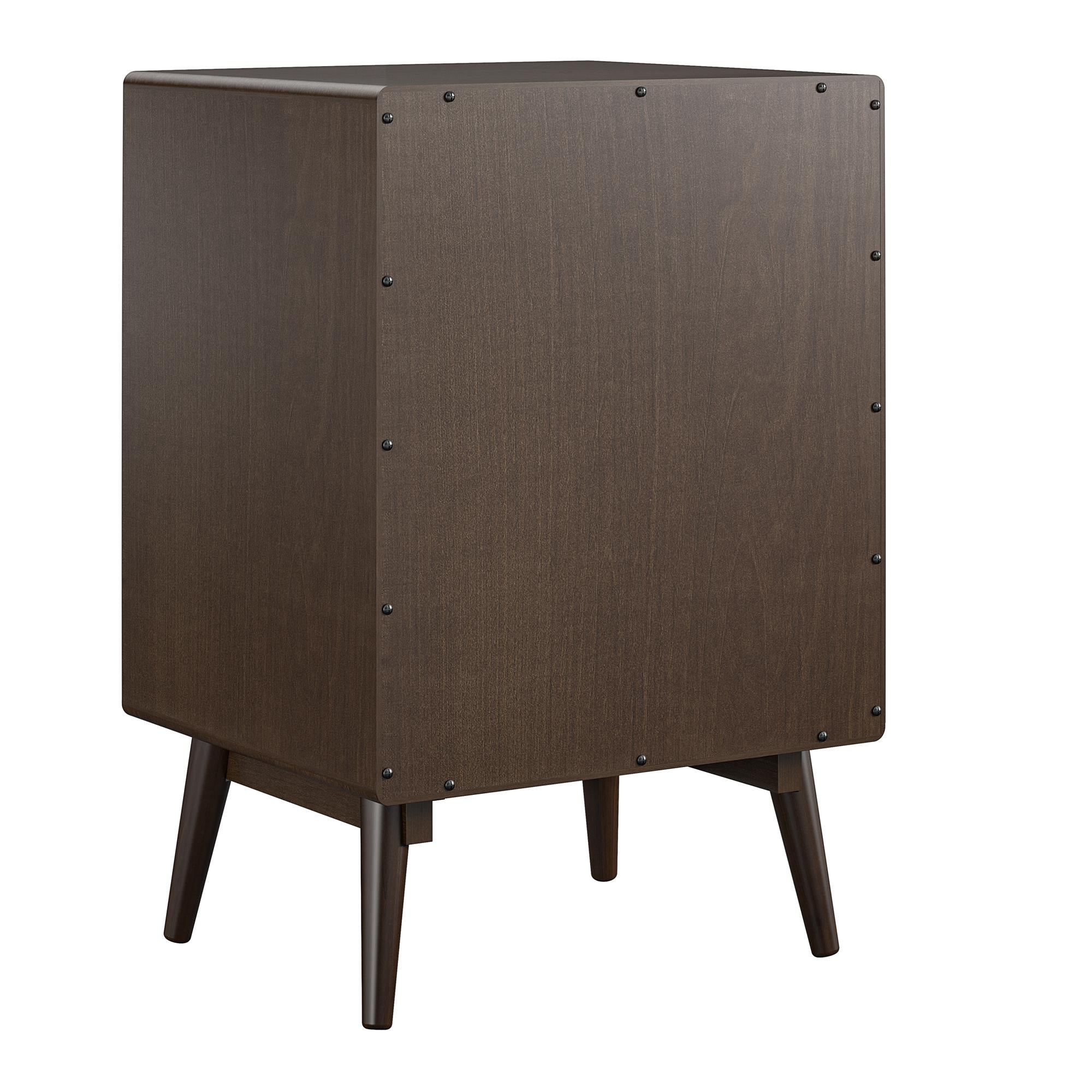 Sidobord - 50x45x76 cm - med 1 låda och fack med avdelare - valnöt - Brittany - Sidobord - Brittany Walnut Side Table with Vinyl Storage & Drawer - MASTERSTORE - 8595677159219 - Side Tables - 4660801COM - 8595677159219 - 