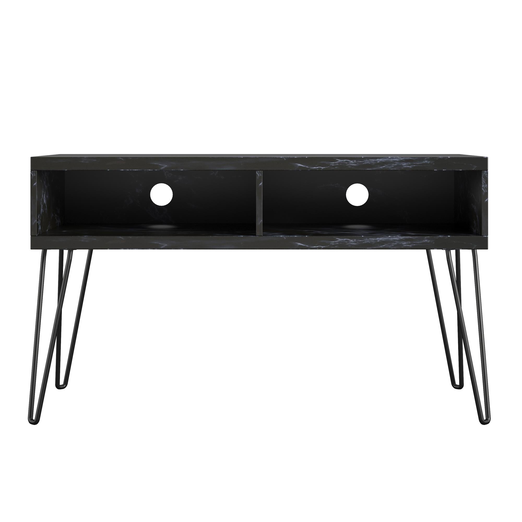 TV - bänk - 107x50x62 cm - med 2 fack, metallben i svart - svart marmor - Nova - TV - möbler - TV - bänk - 107x50x62 cm - med 2 fack, metallben i svart - svart marmor - Nova - 