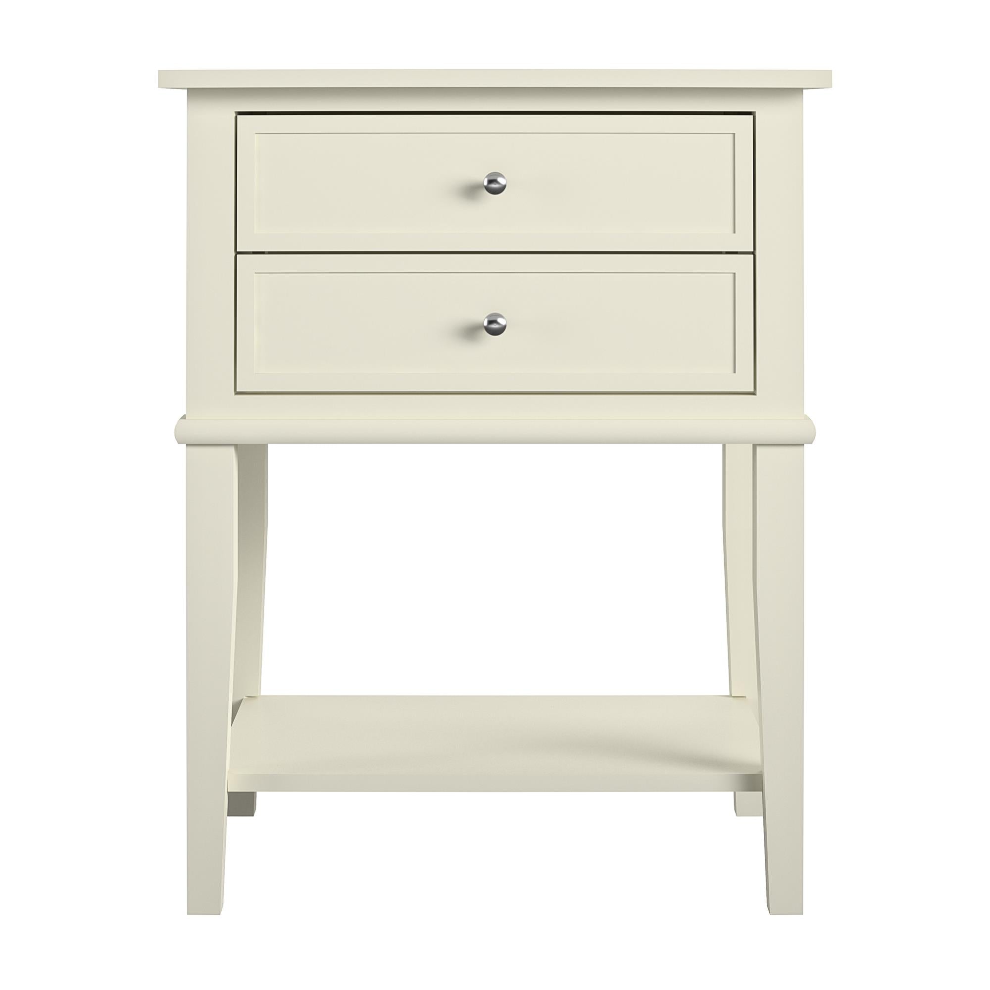 Sidobord - 56x40x72 cm - med 2 lådor och hyllplan - vit - Franklin - Sidobord - Sidobord - 56x40x72 cm - med 2 lådor och hyllplan - vit - Franklin - 