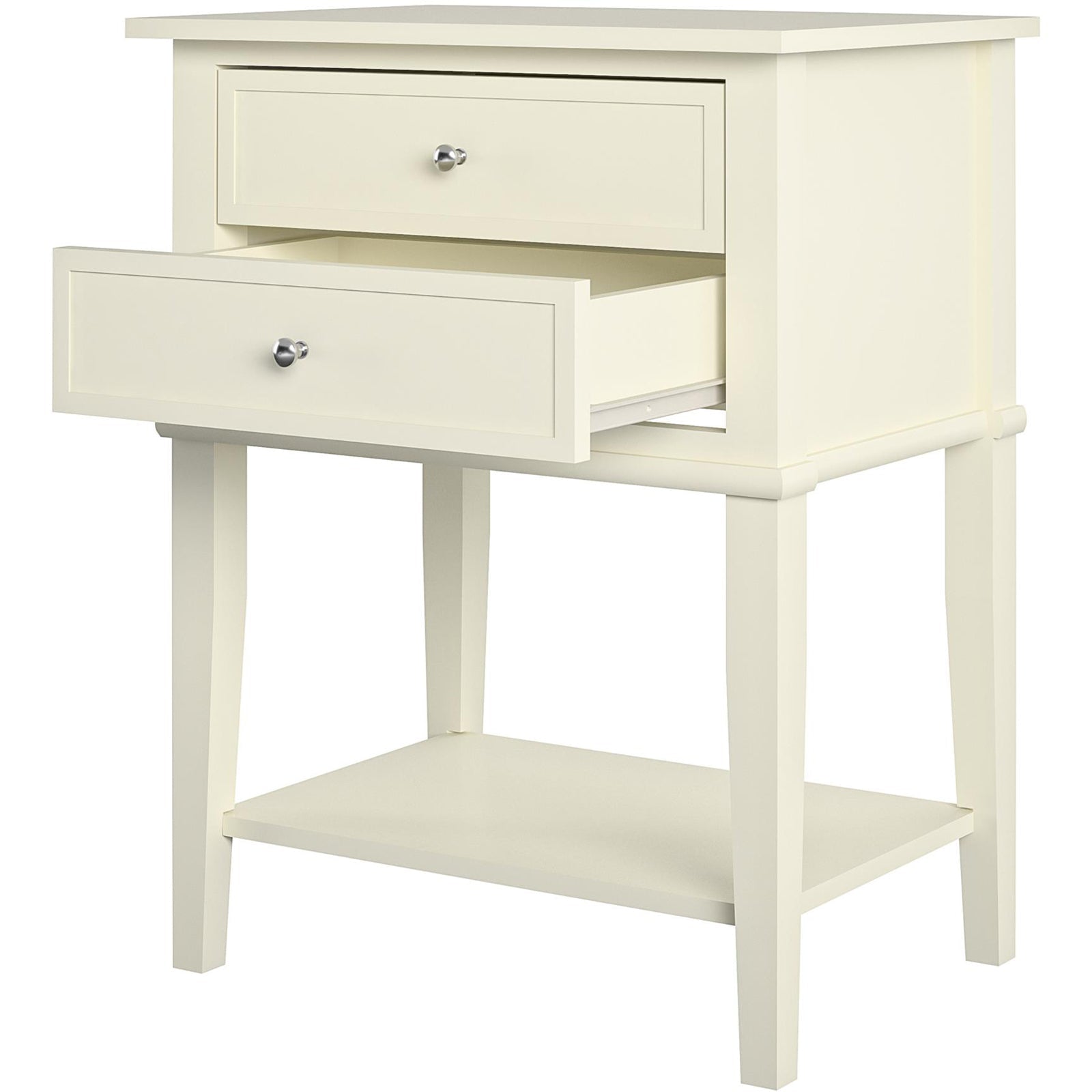 Sidobord - 56x40x72 cm - med 2 lådor och hyllplan - vit - Franklin - Sidobord - Sidobord - 56x40x72 cm - med 2 lådor och hyllplan - vit - Franklin - 