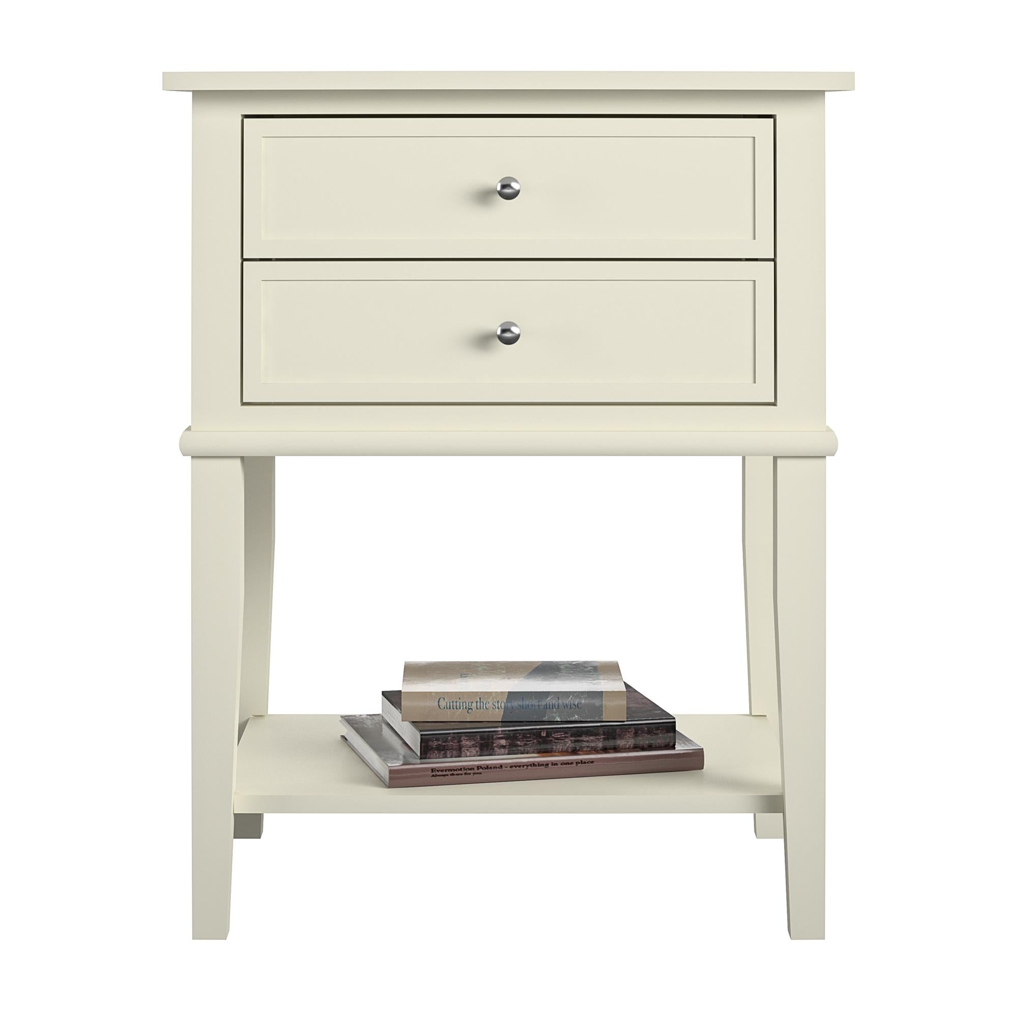 Sidobord - 56x40x72 cm - med 2 lådor och hyllplan - vit - Franklin - Sidobord - Sidobord - 56x40x72 cm - med 2 lådor och hyllplan - vit - Franklin - 