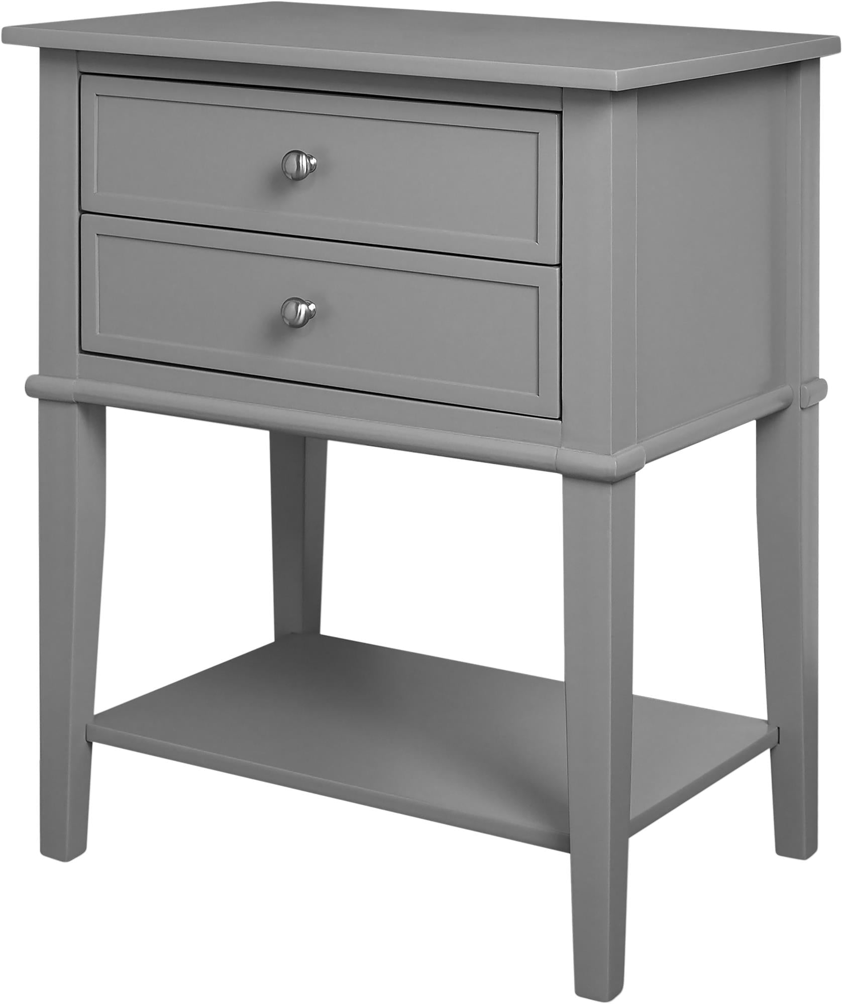 Sidobord - 56x40x72 cm - med 2 lådor och hyllplan - grå - Franklin - Sidobord - Sidobord - 56x40x72 cm - med 2 lådor och hyllplan - grå - Franklin - 