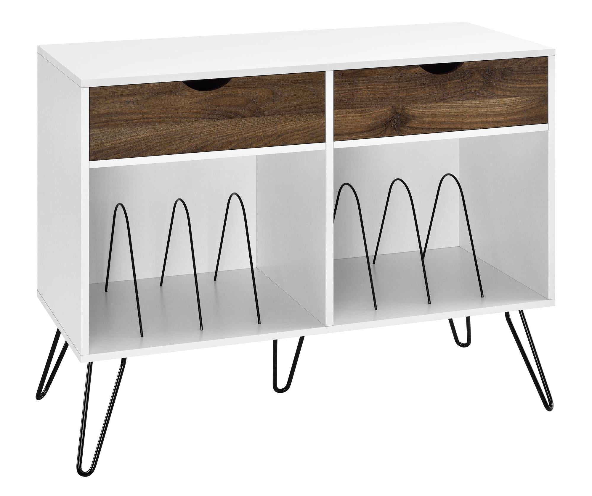 Hyllor - 101x46x81 cm - med 2 lådor med valnötsfinish och 2 fack med avdelare - vit - Concord - Hyllsystem - Hyllor - 101x46x81 cm - med 2 lådor med valnötsfinish och 2 fack med avdelare - vit - Concord - 