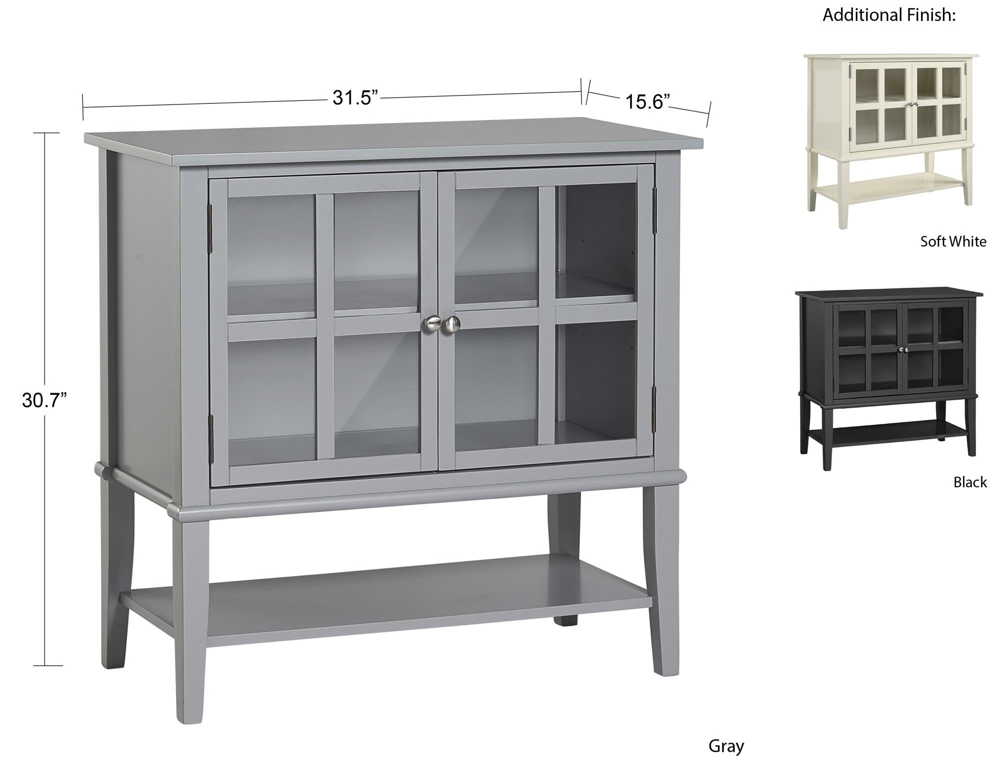 Vitrinskåp - 80x78x40 cm - med 2 dörrar med glasfront och hyllplan - grå - Franklin - Vitrinskåp - Vitrinskåp - 80x78x40 cm - med 2 dörrar med glasfront och hyllplan - grå - Franklin - 