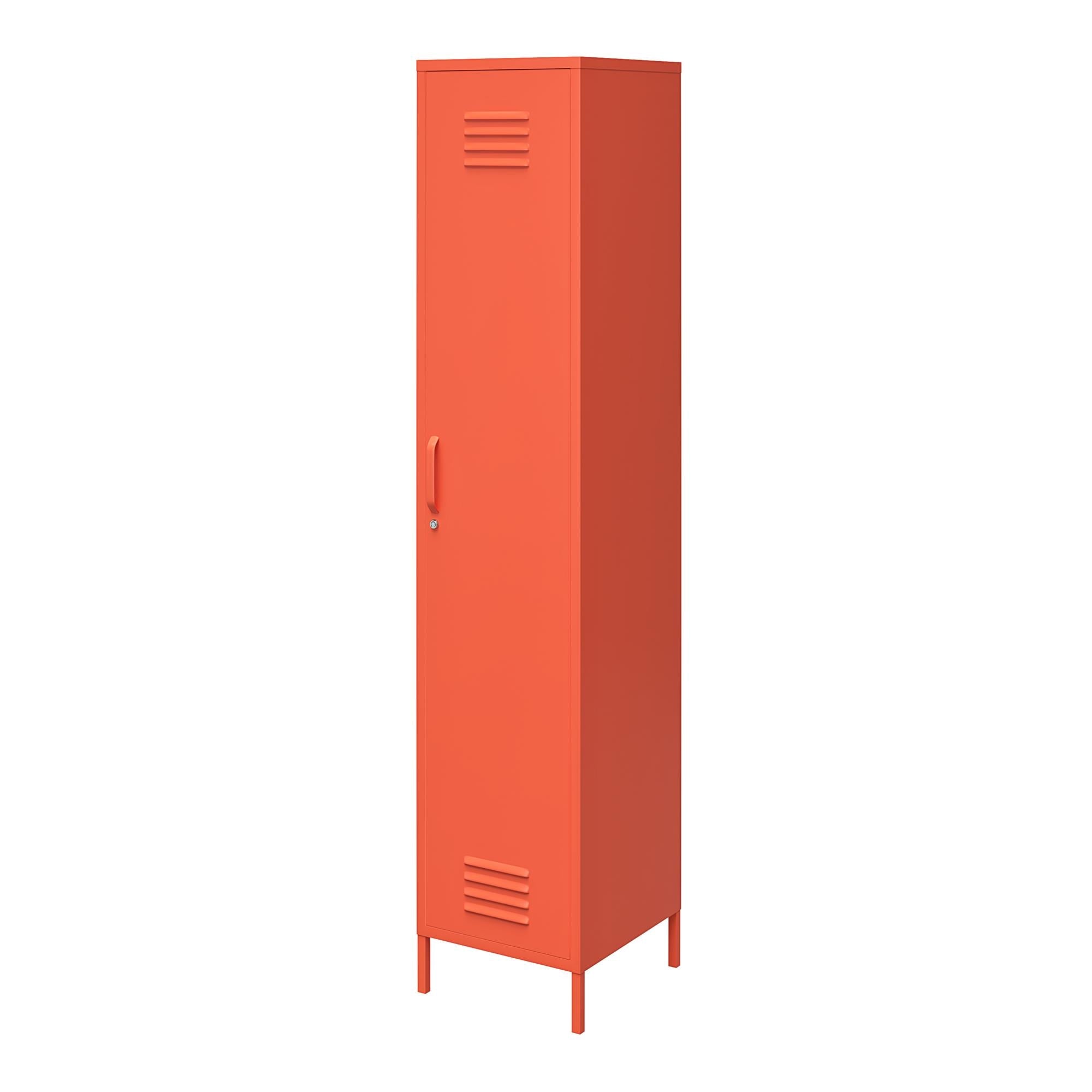 Skåp - 38x40x185 cm - i pulverlackerad metall. 1 dörr med fyra hyllplan - orange - Cache1+ - Skåp - Skåp - 38x40x185 cm - i pulverlackerad metall. 1 dörr med fyra hyllplan - orange - Cache1+ - 