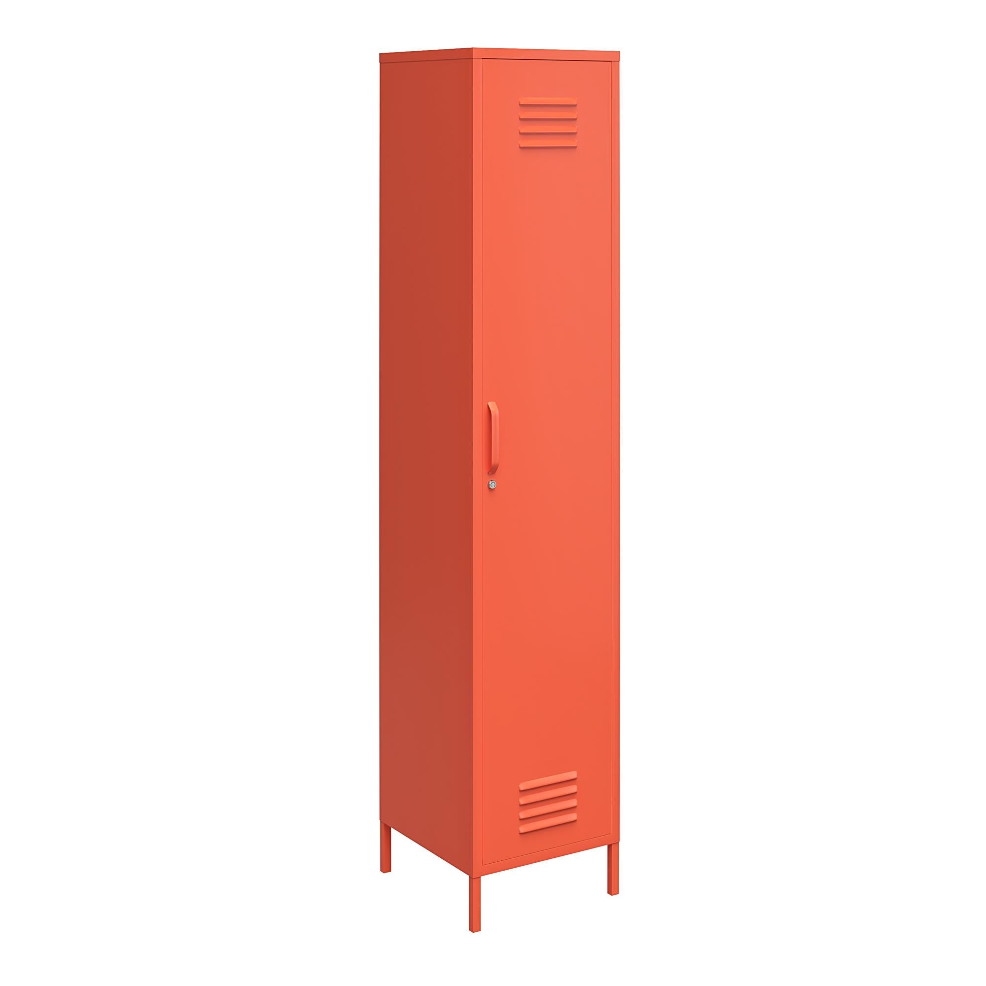 Skåp - 38x40x185 cm - i pulverlackerad metall. 1 dörr med fyra hyllplan - orange - Cache1+ - Skåp - Skåp - 38x40x185 cm - i pulverlackerad metall. 1 dörr med fyra hyllplan - orange - Cache1+ - 