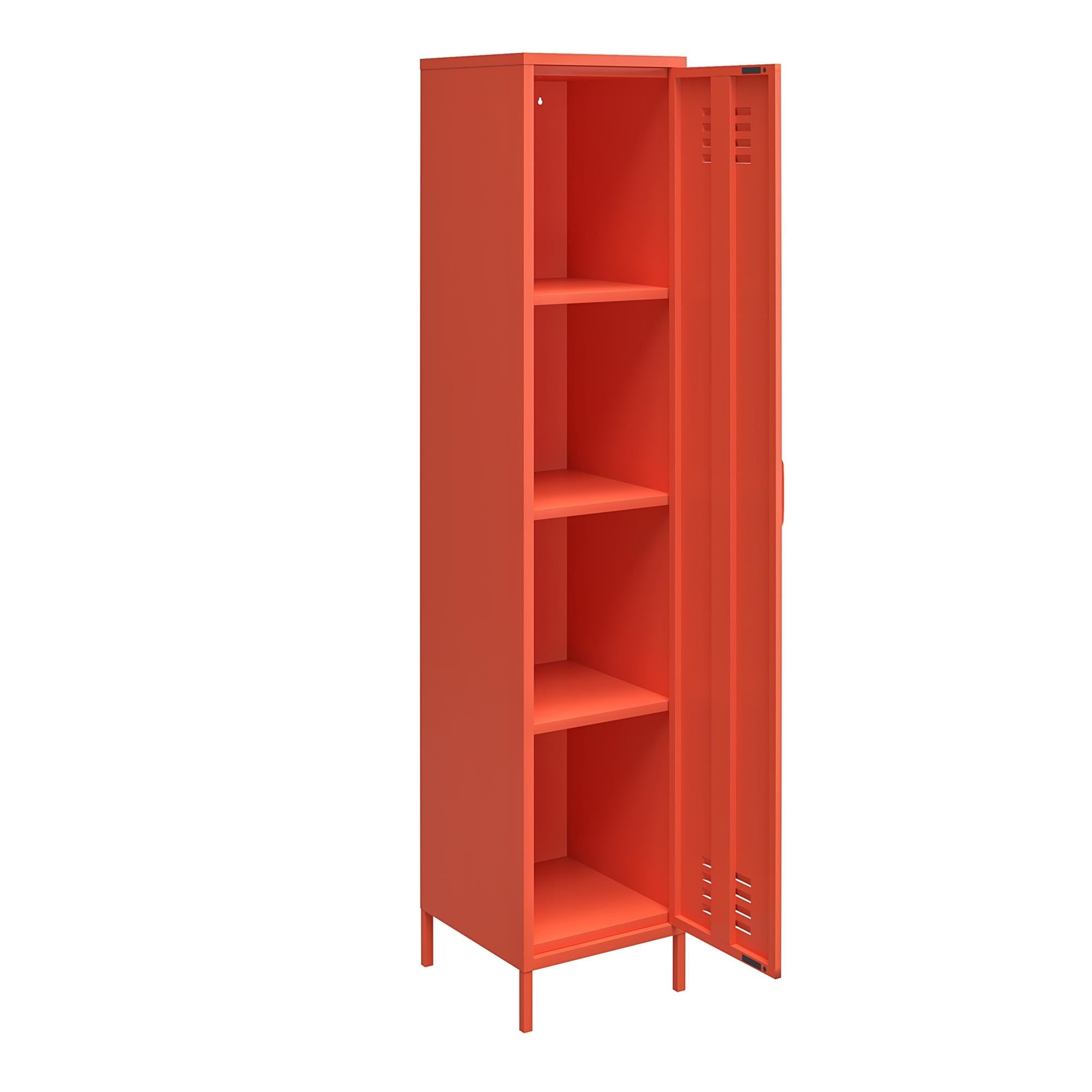 Skåp - 38x40x185 cm - i pulverlackerad metall. 1 dörr med fyra hyllplan - orange - Cache1+ - Skåp - Skåp - 38x40x185 cm - i pulverlackerad metall. 1 dörr med fyra hyllplan - orange - Cache1+ - 