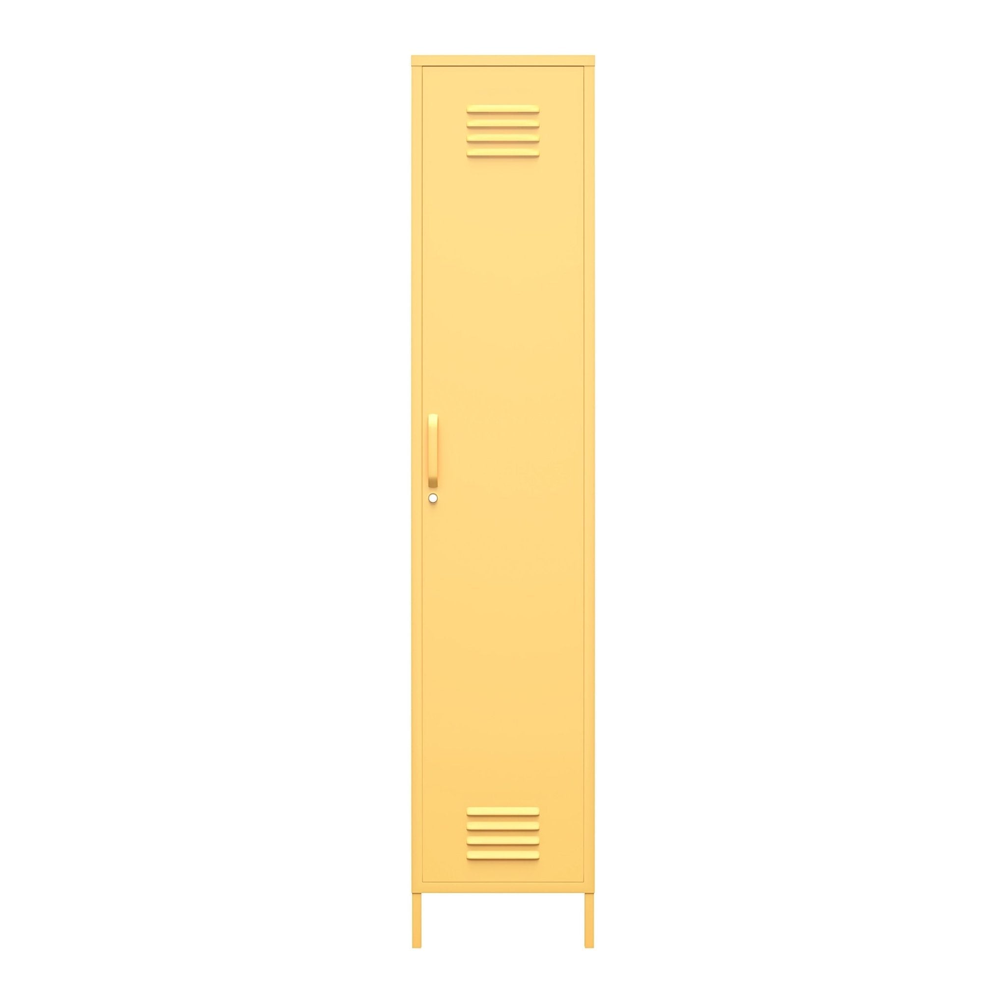 Skåp - 38x40x185 cm - i pulverlackerad metall. 1 dörr med fyra hyllplan - gul - Cache1+ - Skåp - Cache1+ Yellow Storage Cabinet with Lockable Door - MASTERSTORE - 8595677159899 - Storage Cabinets - 5244814COM - 8595677159899 - 