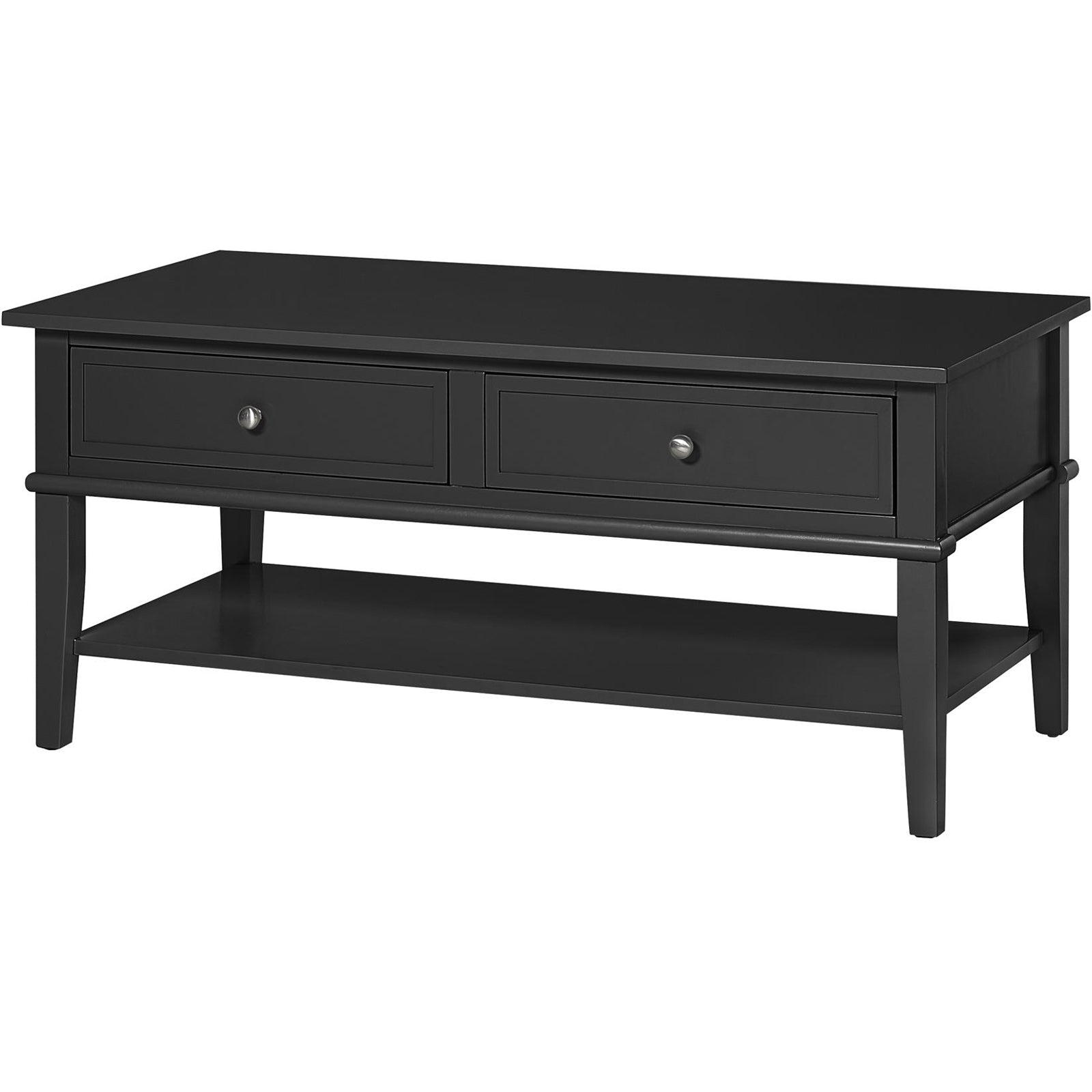 Soffbord - 105x52x47 cm - med 2 lådor och hyllplan - svart - Franklin - Soffbord - Soffbord - 105x52x47 cm - med 2 lådor och hyllplan - svart - Franklin - 