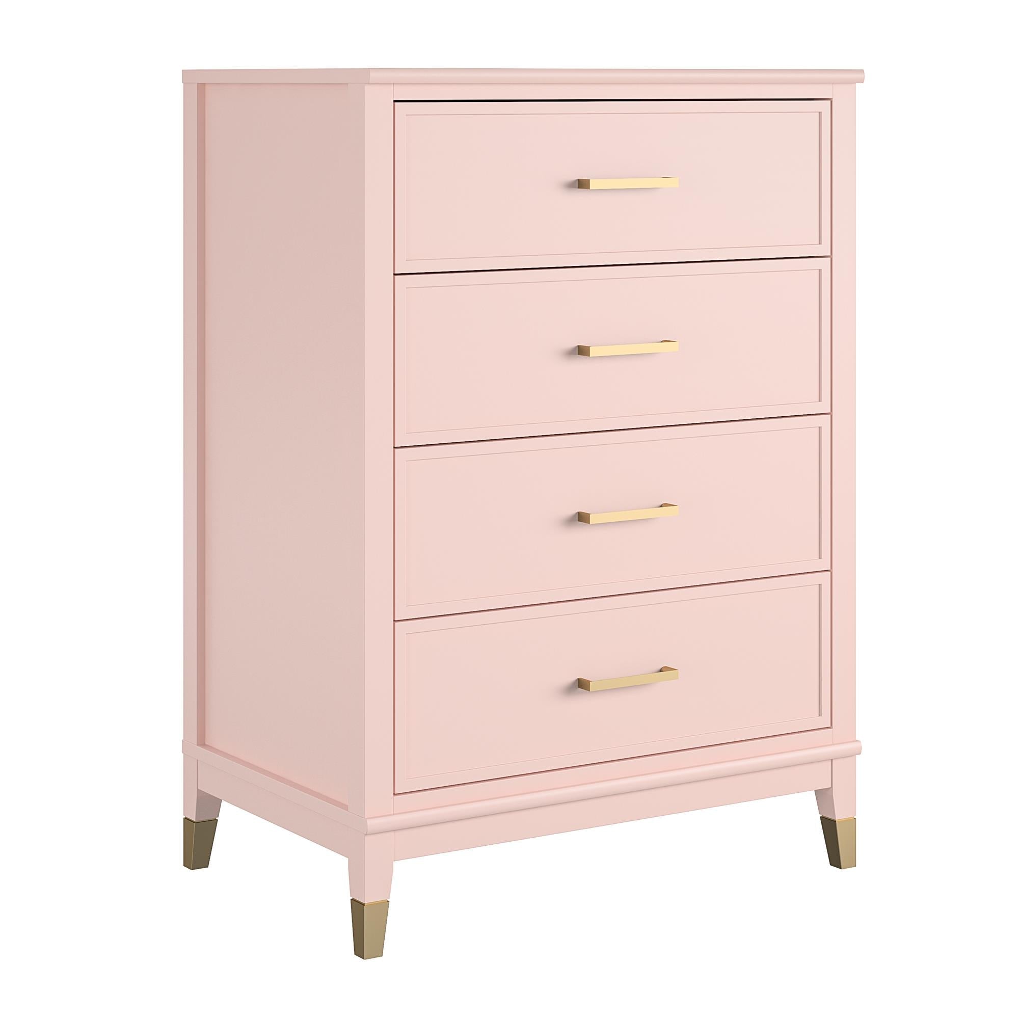 Byrå - 75x50x106 cm - med 4 lådor, handtag och ben i guldfärg - rosa - Westerleigh - Byråar - Byrå - 75x50x106 cm - med 4 lådor, handtag och ben i guldfärg - rosa - Westerleigh - 