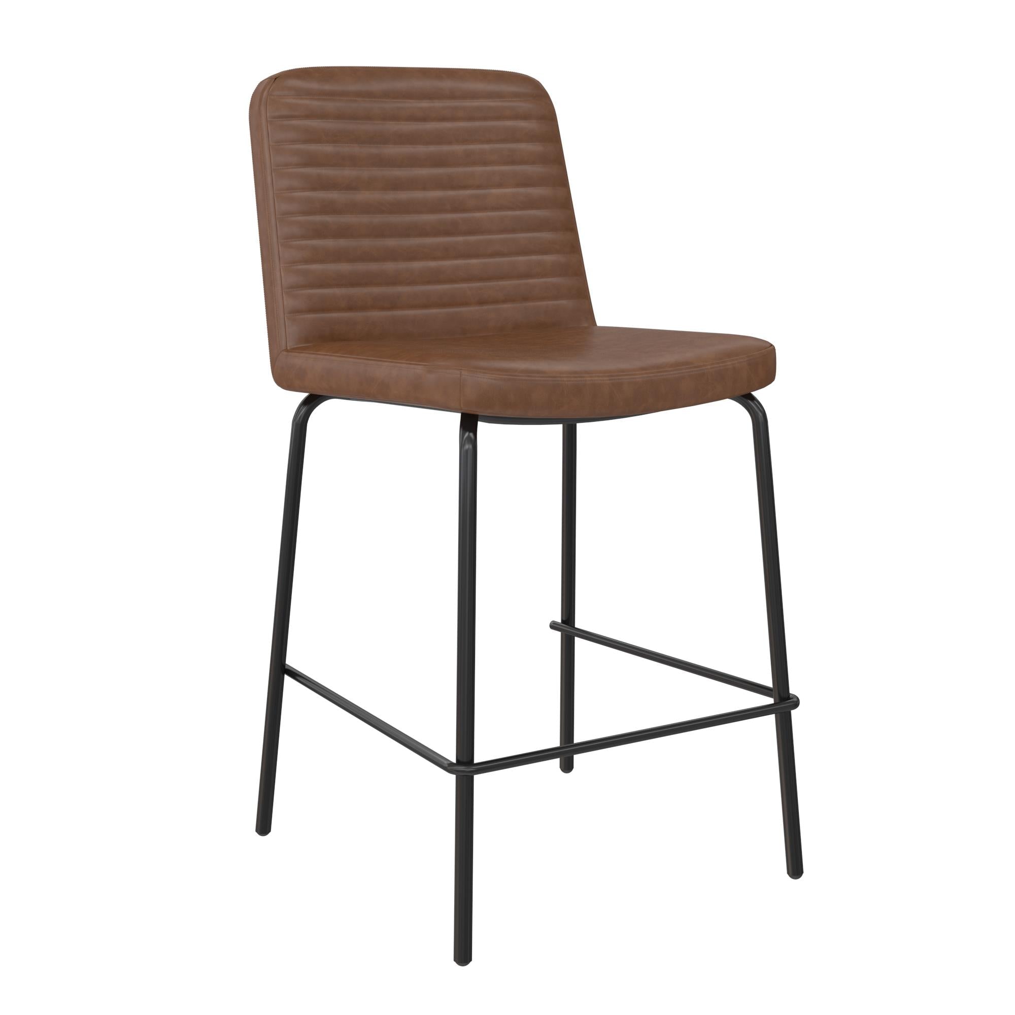 Barstol - 43x47x89 cm - med skumstoppning täckt med konstläder och svartlackerade ben - brun - Corey - Barstolar - Barstol - 43x47x89 cm - med skumstoppning täckt med konstläder och svartlackerade ben - brun - Corey - 