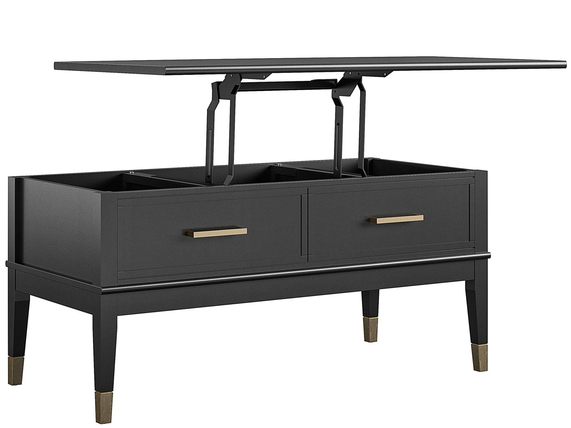 Soffbord - 106x52x51 cm - med 2 lådor och toppbricka med lyftfunktion - svart - Westerleigh - Soffbord - Soffbord - 106x52x51 cm - med 2 lådor och toppbricka med lyftfunktion - svart - Westerleigh - 