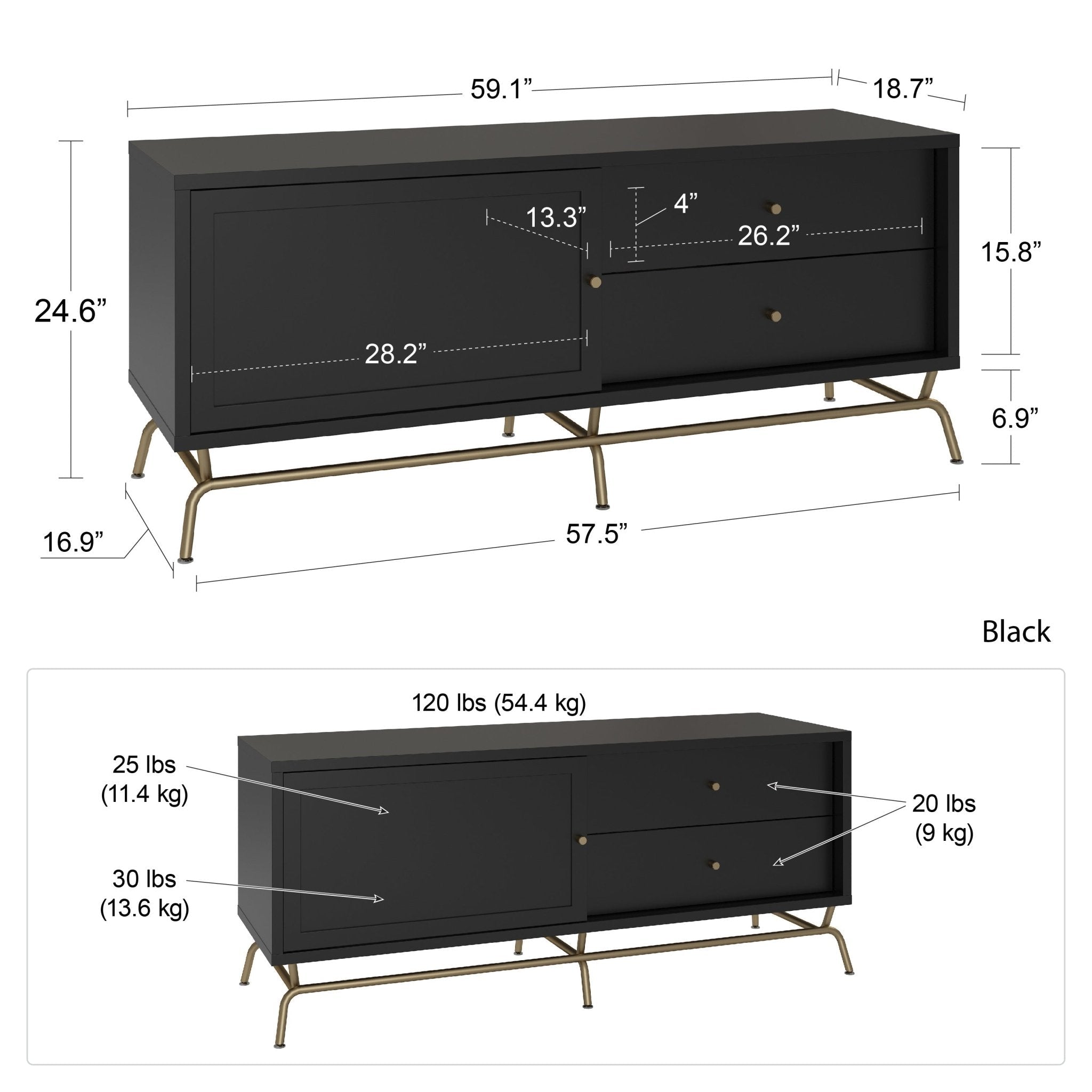Nova TV - bänk, Svart - TV - möbler - Nova TV Unit, Black - MASTERSTORE - 8595677161045 - TV Units - 1228872COM - 8595677161045 - 