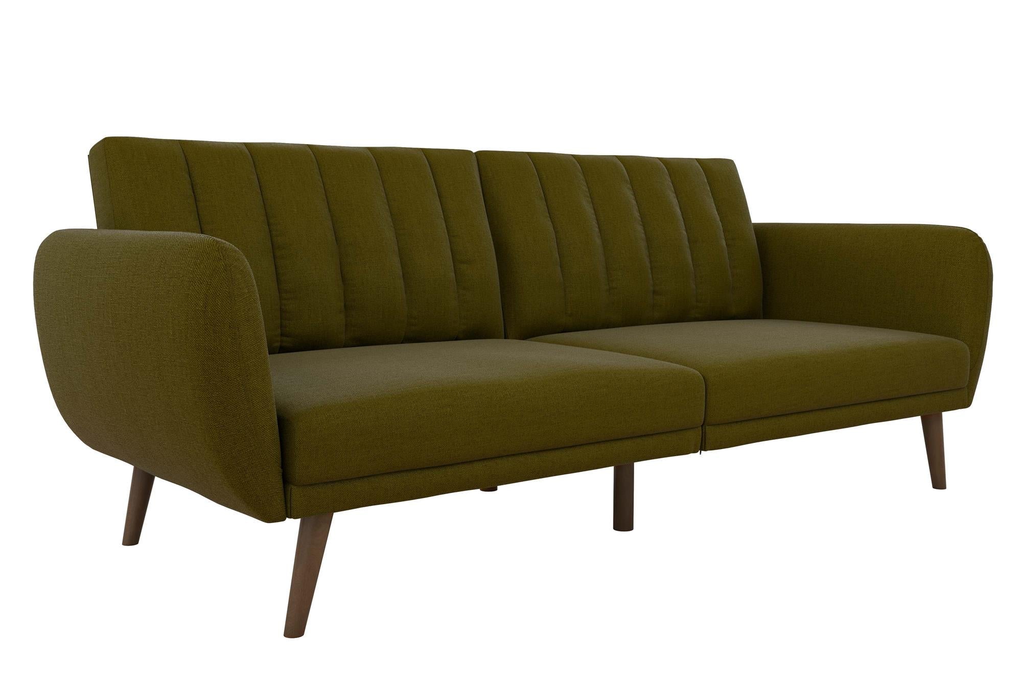 Bäddsoffa - 207x88x80 cm - för 3 personer, klädd med linne - grön - Brittany - Bäddsoffor - Bäddsoffa - 207x88x80 cm - för 3 personer, klädd med linne - grön - Brittany - 