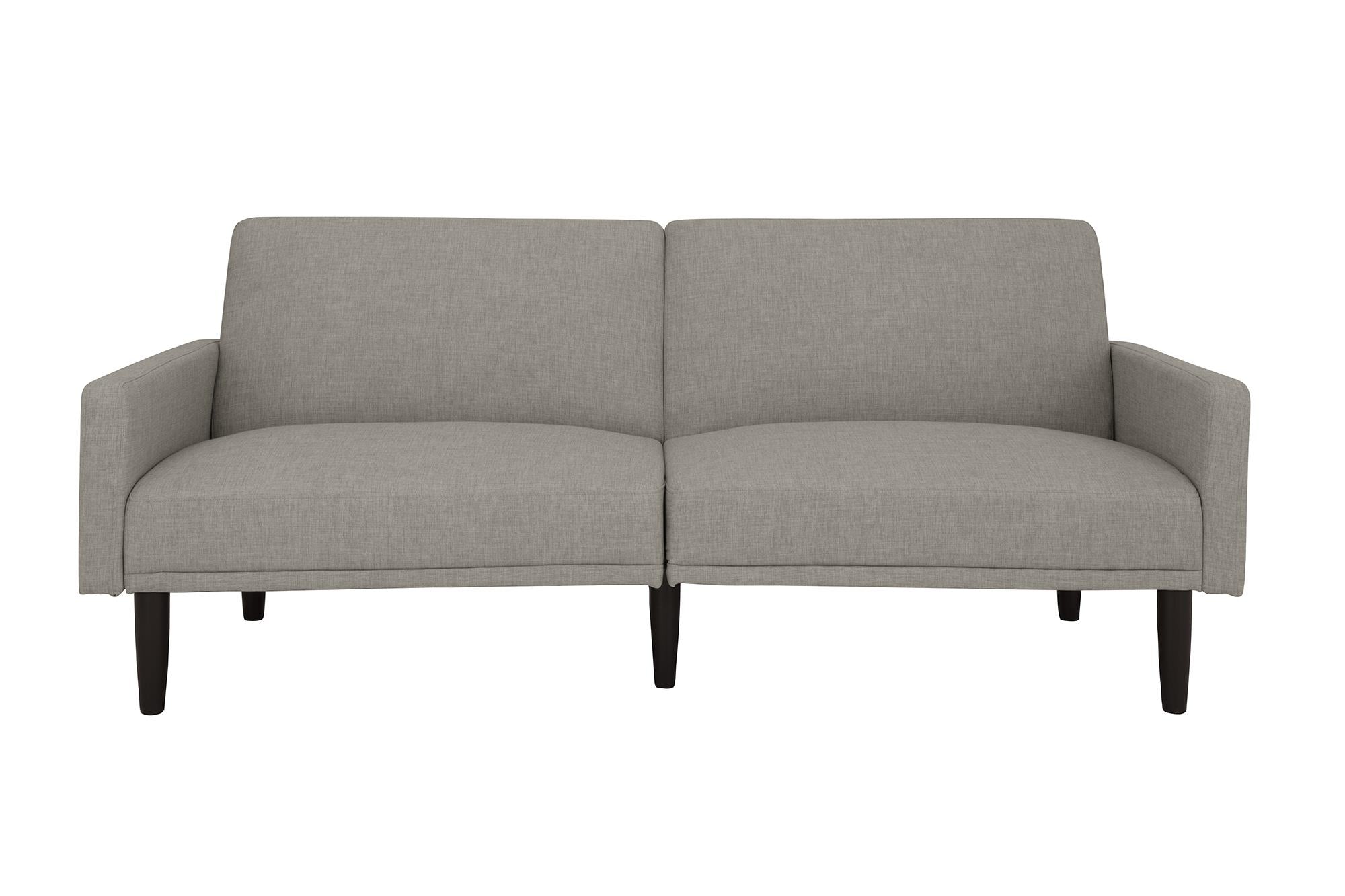 Essentials 3-sits bäddsoffa, ljusgrå Ellis matstol, guld