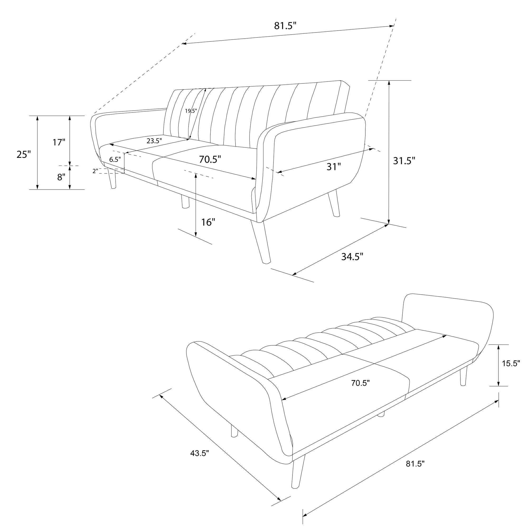 Brittany 3 - sits bäddsoffa, Grå - Bäddsoffor - Brittany 3 Seater Sofa Bed, Grey - MASTERSTORE - 8595677161915 - Sovesofaer - 2115029N - 8595677161915 - 