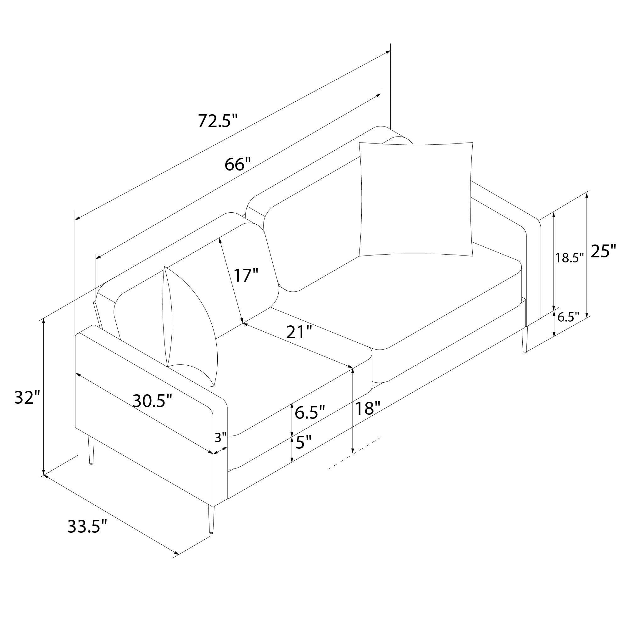Highland 3-sits soffa, grå