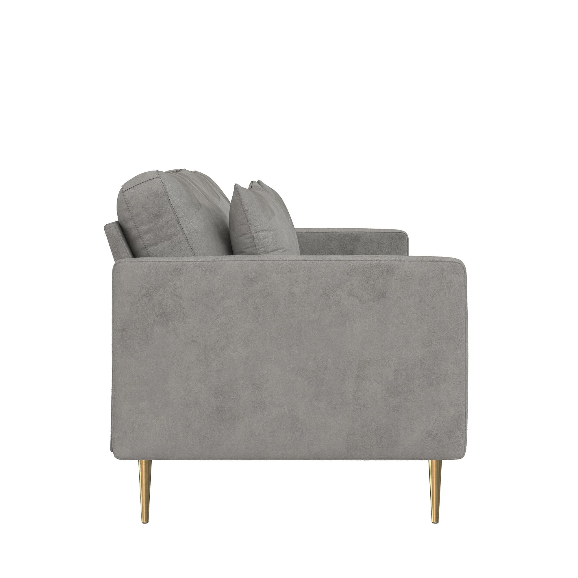 Soffa - 184x85x81 cm - för 3 personer, med sammetsklädsel och guldfärgade metallben - grå - Highland - Soffor - Soffa - 184x85x81 cm - för 3 personer, med sammetsklädsel och guldfärgade metallben - grå - Highland - 