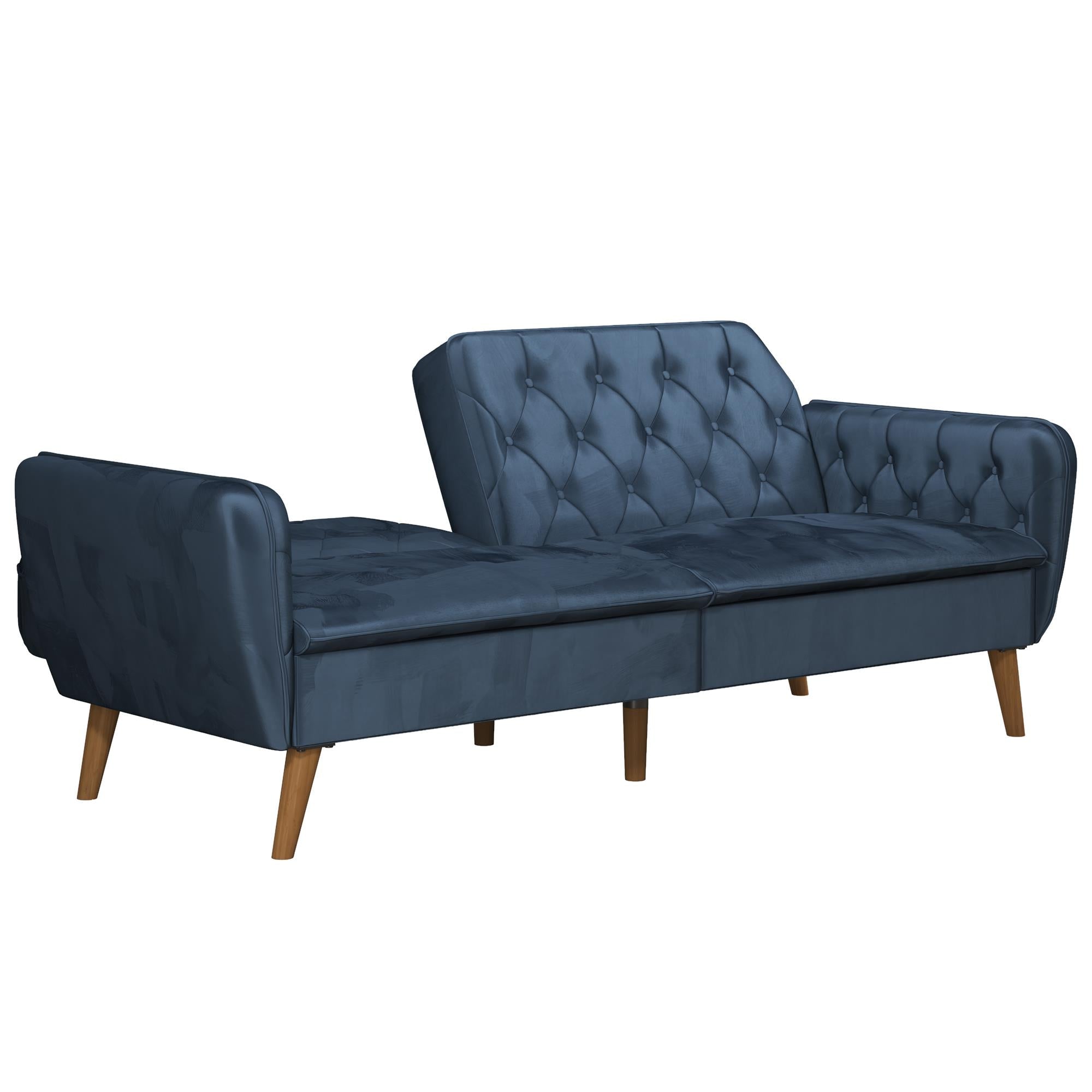 Bäddsoffa - 211x85x83 cm - för 3 personer, klädd med sammet - blå - Tallulah - Bäddsoffor - Bäddsoffa - 211x85x83 cm - för 3 personer, klädd med sammet - blå - Tallulah - 