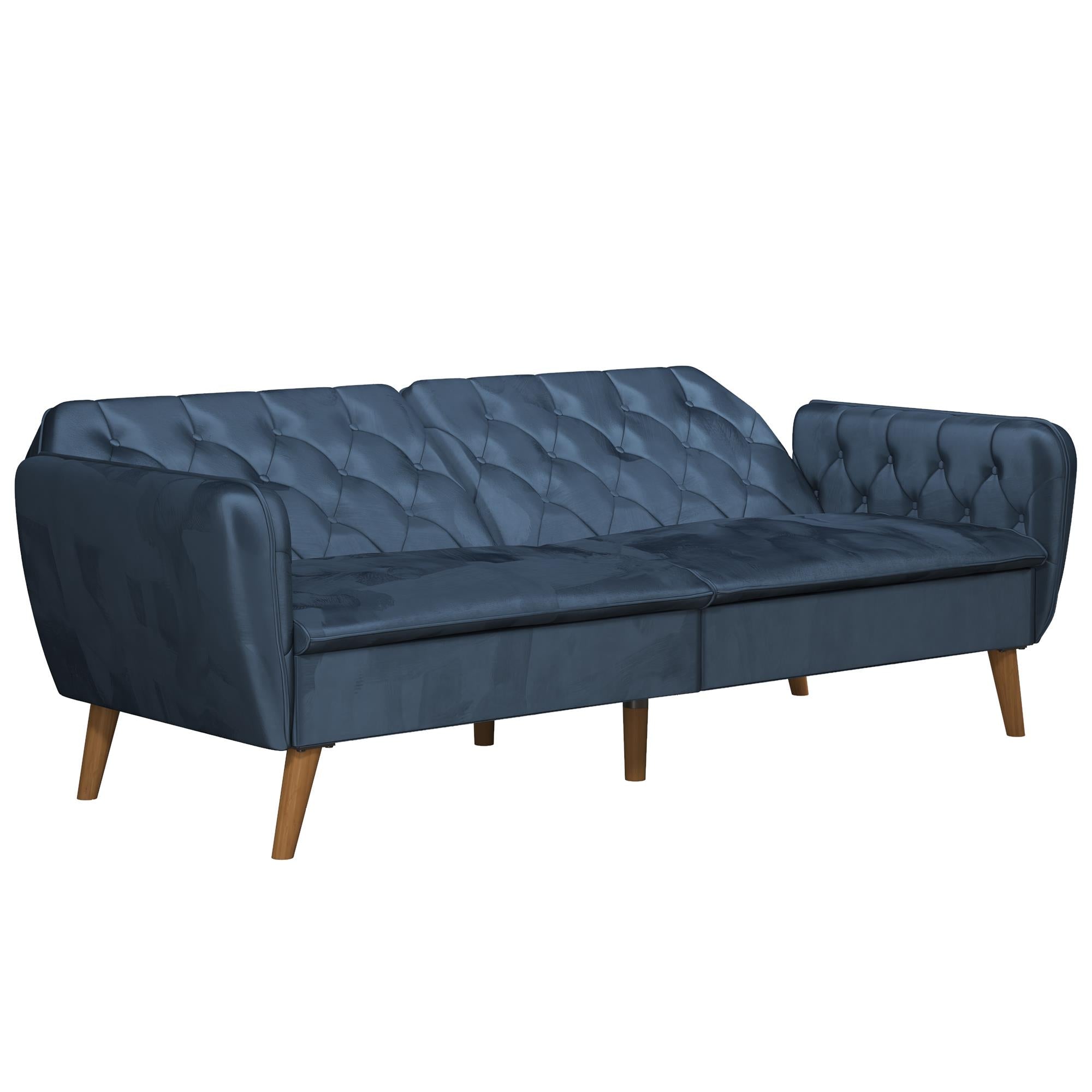 Bäddsoffa - 211x85x83 cm - för 3 personer, klädd med sammet - blå - Tallulah - Bäddsoffor - Bäddsoffa - 211x85x83 cm - för 3 personer, klädd med sammet - blå - Tallulah - 