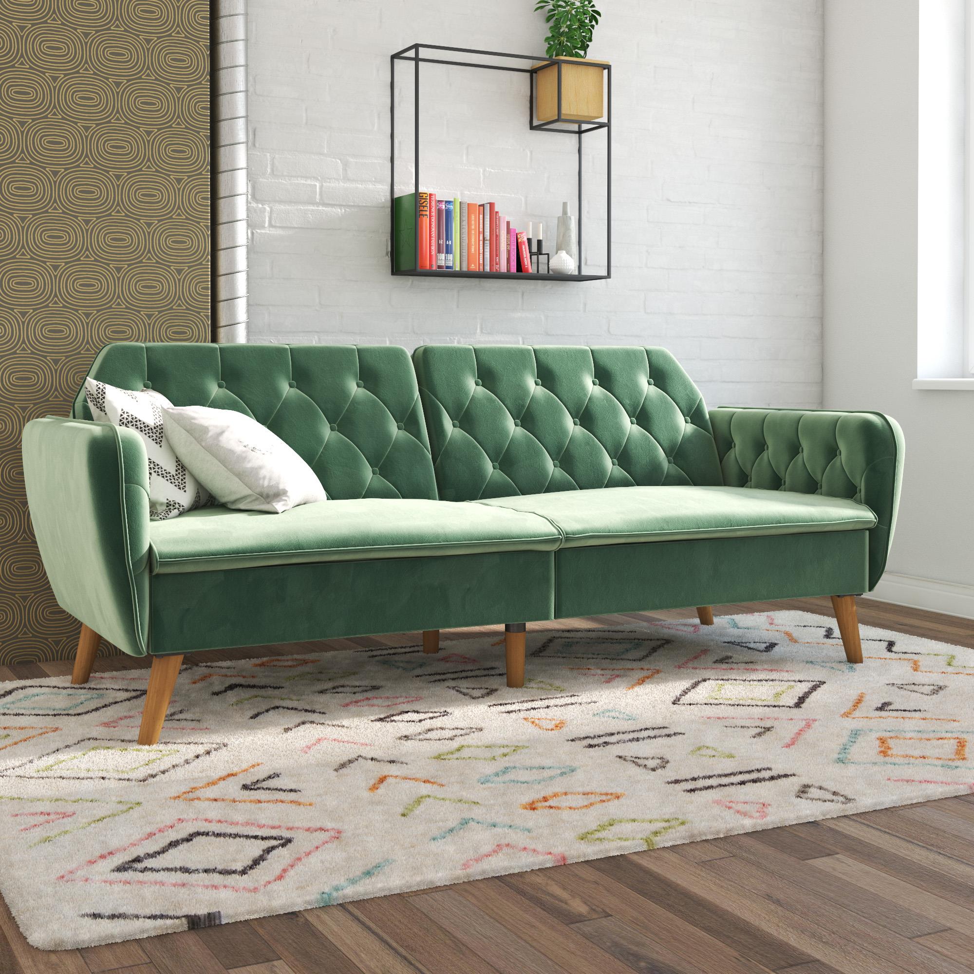 Bäddsoffa - 211x85x83 cm - för 3 personer, klädd med sammet - grå - Tallulah - Bäddsoffor - Bäddsoffa - 211x85x83 cm - för 3 personer, klädd med sammet - grå - Tallulah - 