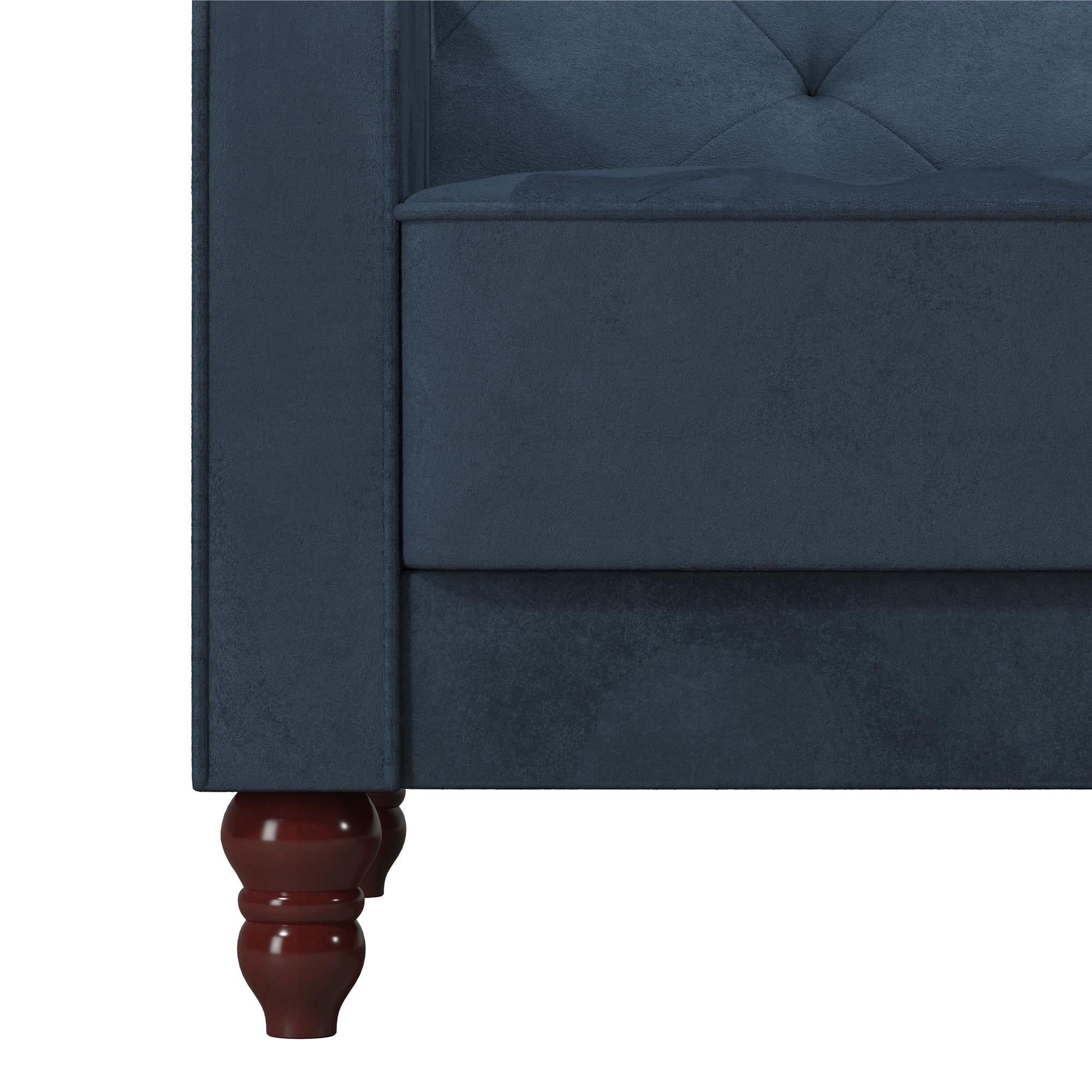 Bäddsoffa - 207x85x 88 cm - för 3 personer, klädd med sammet - blå - Vintage - Bäddsoffor - Bäddsoffa - 207x85x 88 cm - för 3 personer, klädd med sammet - blå - Vintage - 