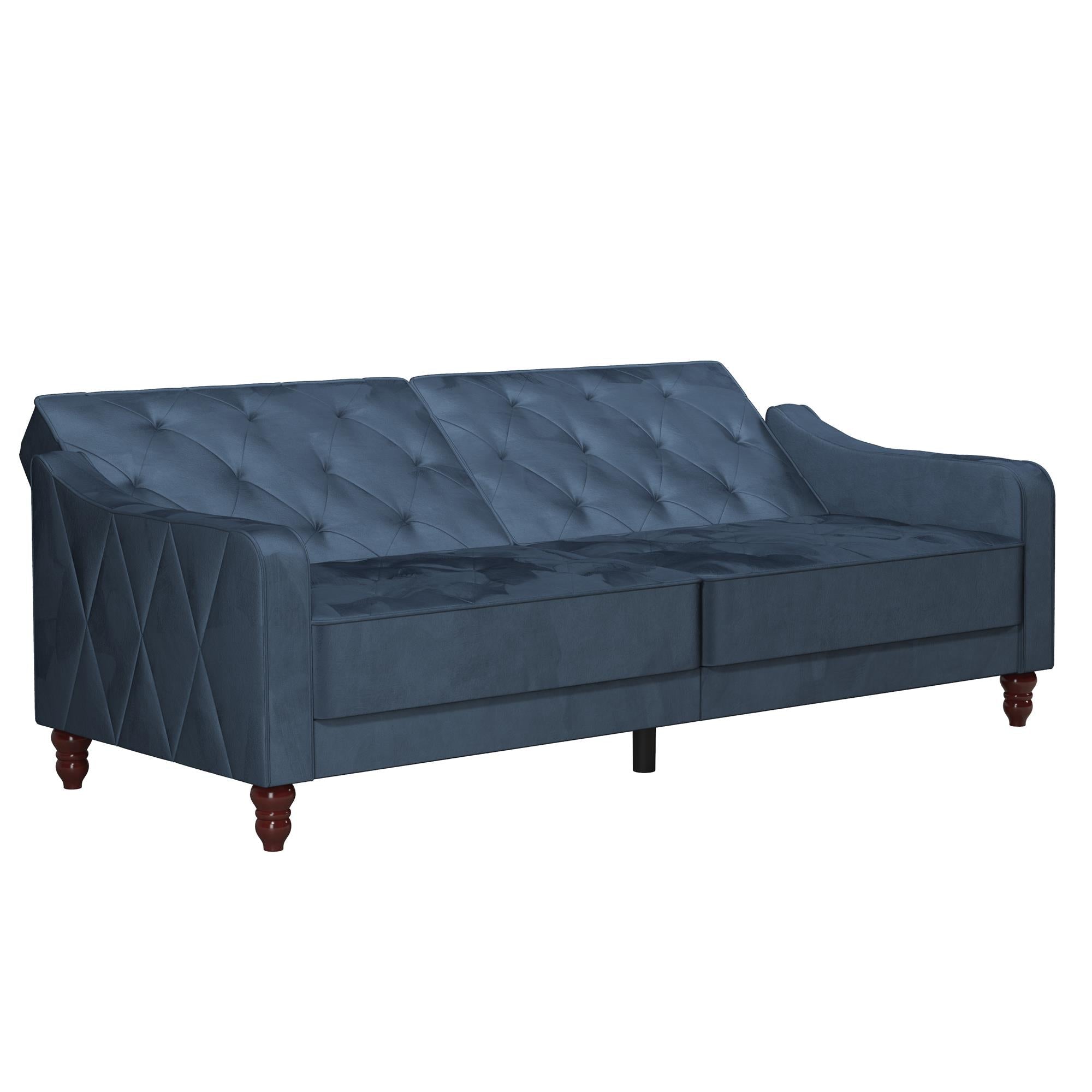 Bäddsoffa - 207x85x 88 cm - för 3 personer, klädd med sammet - blå - Vintage - Bäddsoffor - Bäddsoffa - 207x85x 88 cm - för 3 personer, klädd med sammet - blå - Vintage - 