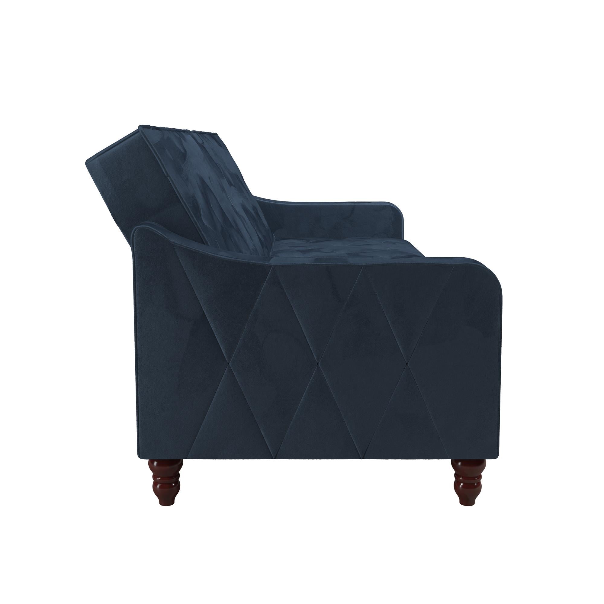 Bäddsoffa - 207x85x 88 cm - för 3 personer, klädd med sammet - blå - Vintage - Bäddsoffor - Bäddsoffa - 207x85x 88 cm - för 3 personer, klädd med sammet - blå - Vintage - 