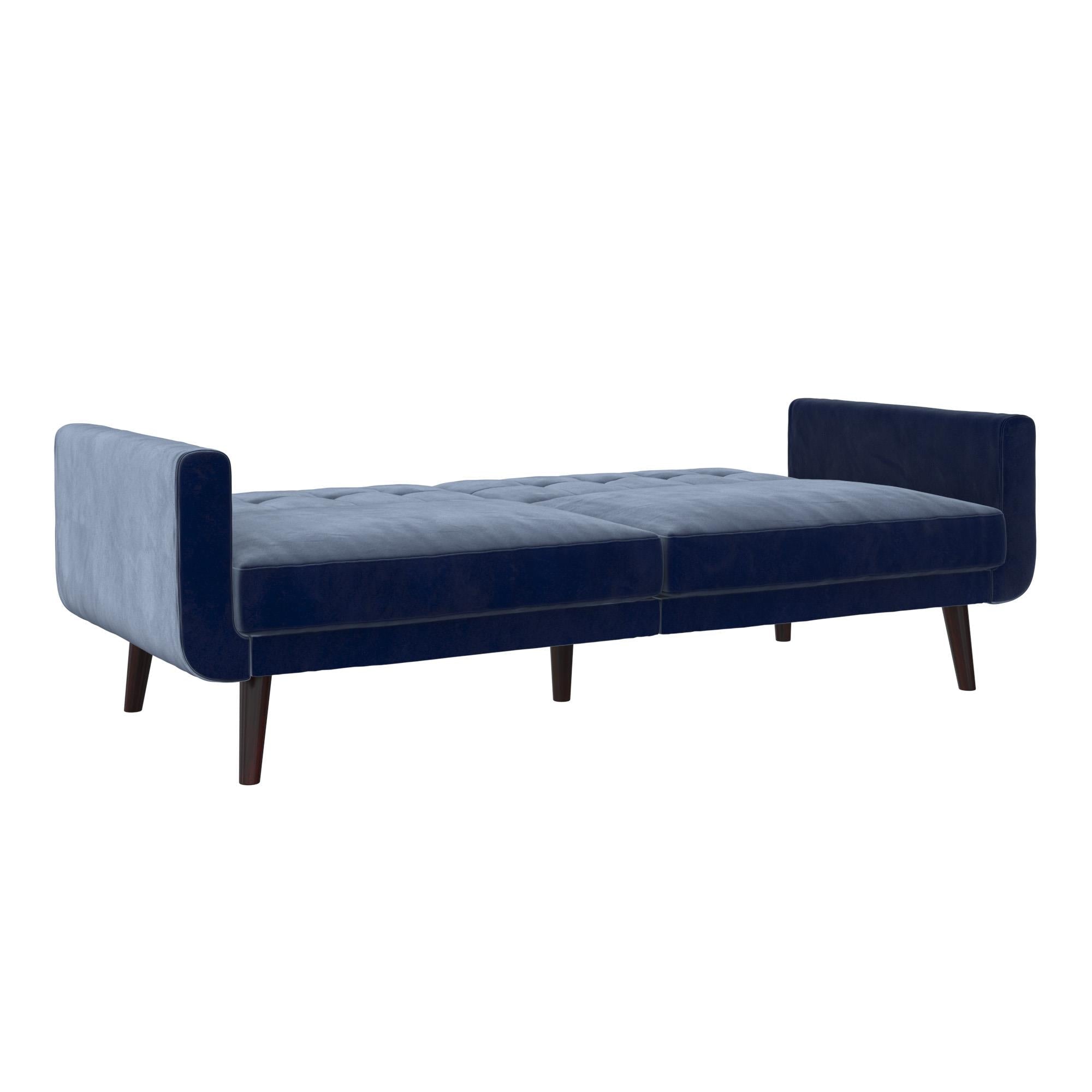 Bäddsoffa - 199x86x83 cm - för 3 personer, klädd med sammet - blå - Nola - Bäddsoffor - Bäddsoffa - 199x86x83 cm - för 3 personer, klädd med sammet - blå - Nola - 