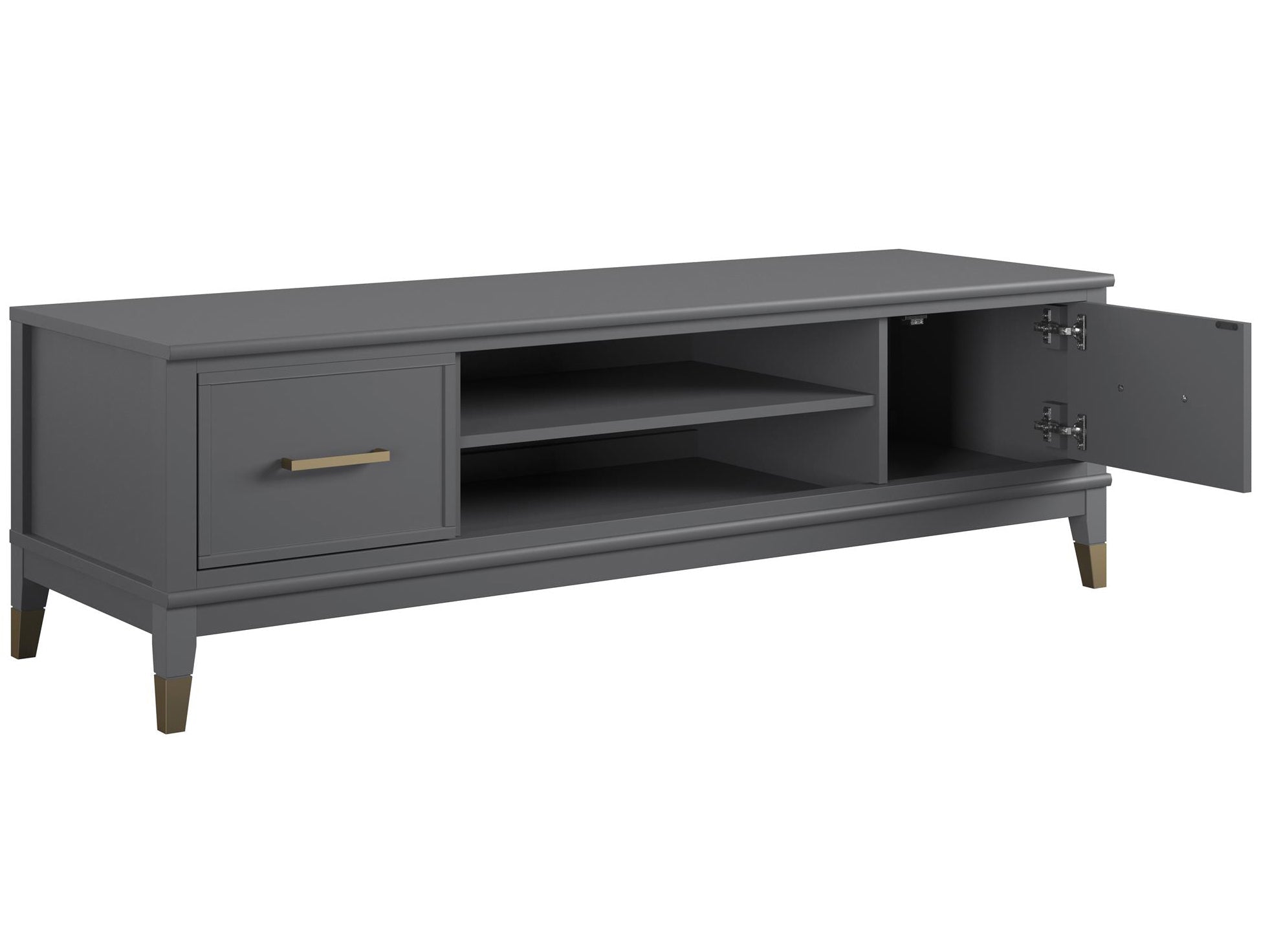 TV - bänk - 151x50x47 cm - med 2 skåp och hyllplan - grå - Westerleigh - TV - möbler - TV - bänk - 151x50x47 cm - med 2 skåp och hyllplan - grå - Westerleigh - 