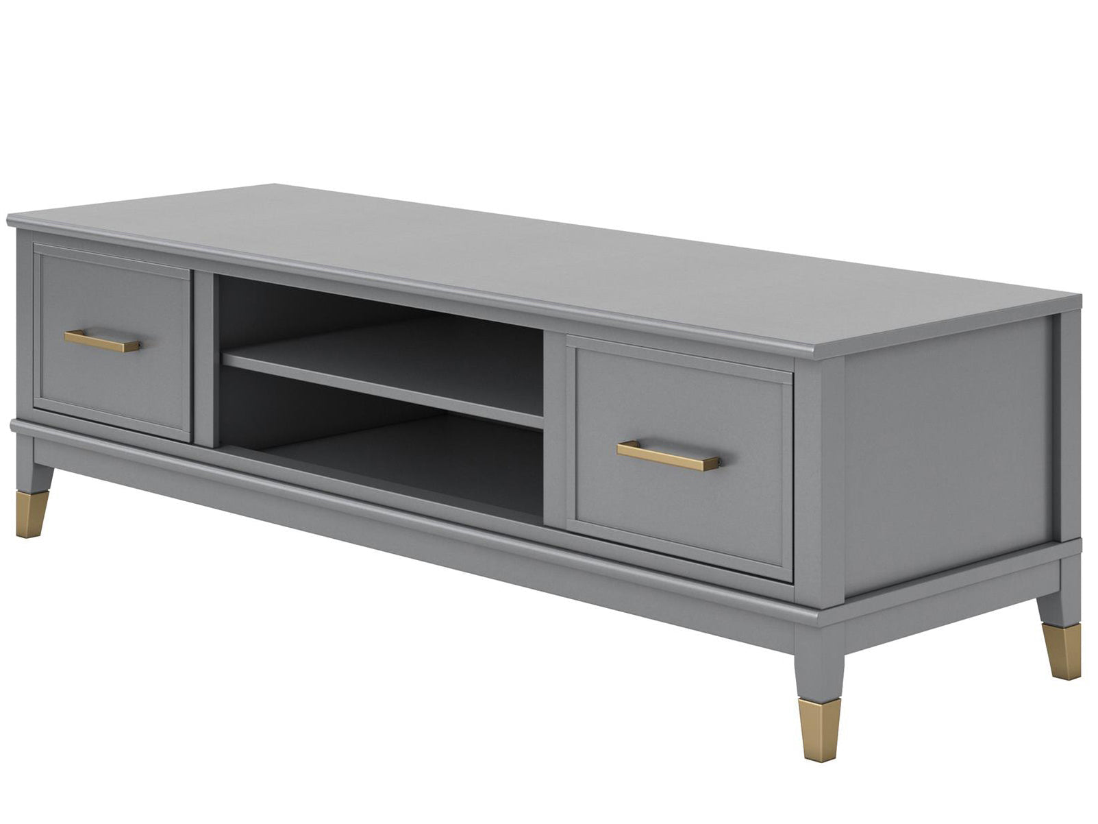 TV - bänk - 151x50x47 cm - med 2 skåp och hyllplan - grå - Westerleigh - TV - möbler - TV - bänk - 151x50x47 cm - med 2 skåp och hyllplan - grå - Westerleigh - 