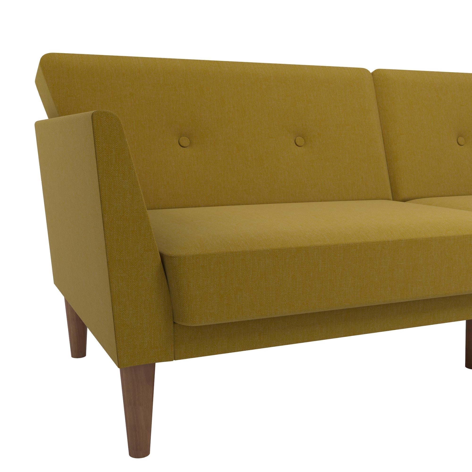 Bäddsoffa - 204x85x83 cm - för 3 personer, klädd med linne - gul - Regal - Bäddsoffor - Bäddsoffa - 204x85x83 cm - för 3 personer, klädd med linne - gul - Regal - 