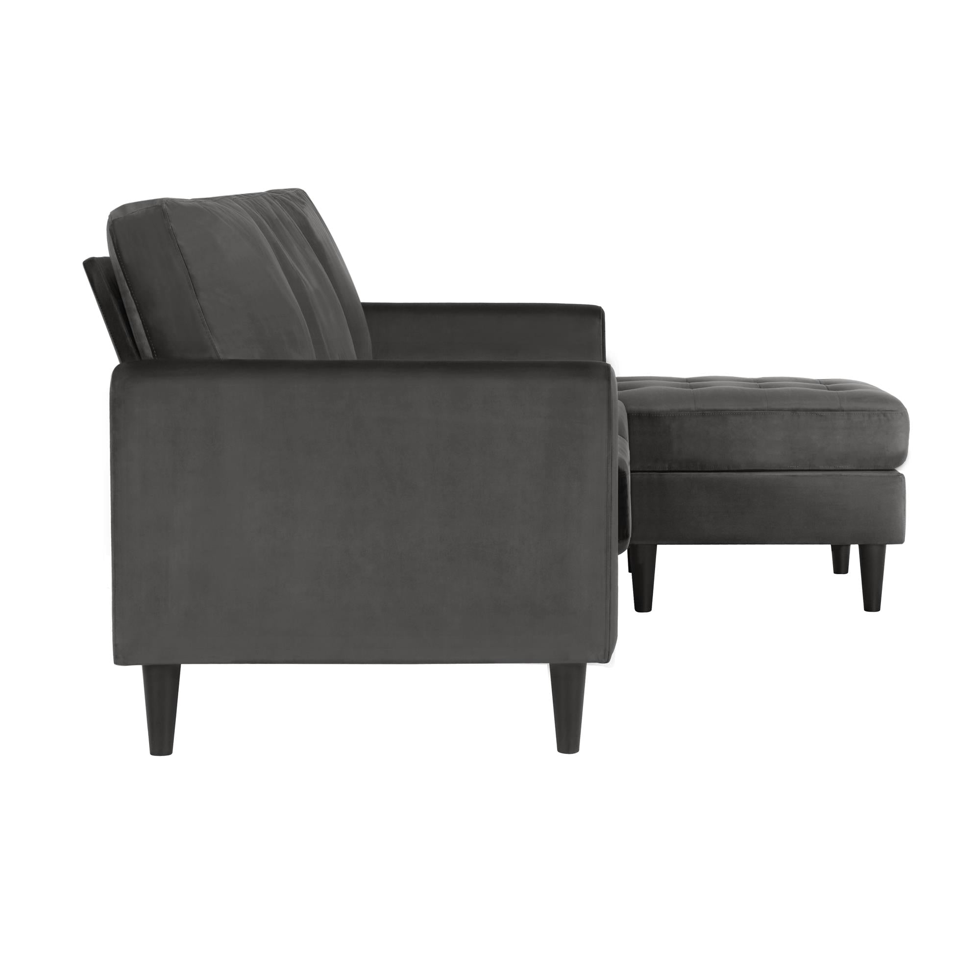 Soffa med schäslong - 208x152x90 cm - för 3 personer, klädd i sammet - grå - Strummer - Soffor - Soffa med schäslong - 208x152x90 cm - för 3 personer, klädd i sammet - grå - Strummer - 